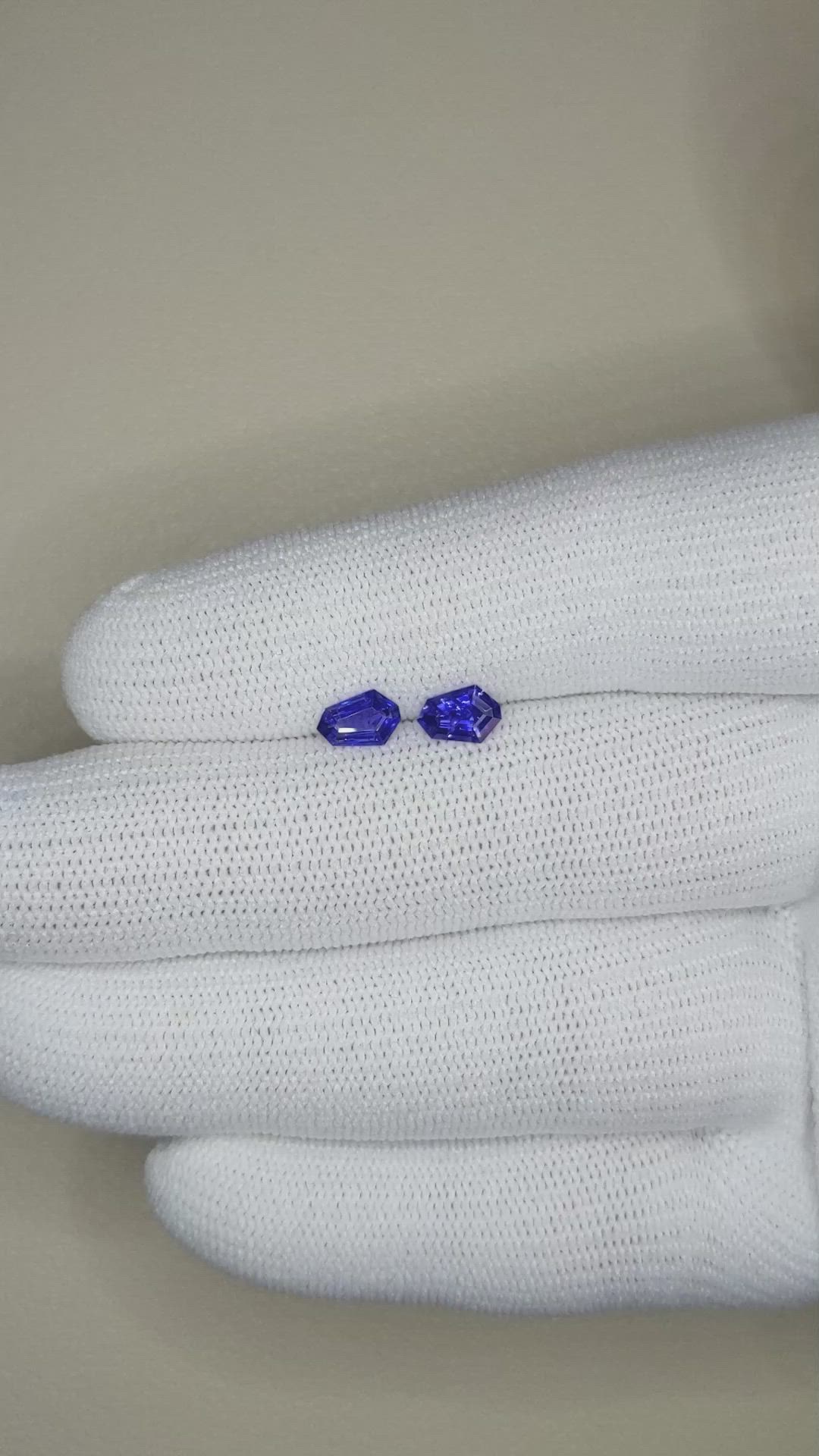 0.88 Ct.Tw.Total Carat Weight Blue Sapphire Pair from Ceylon (Sri Lanka) Size Video
