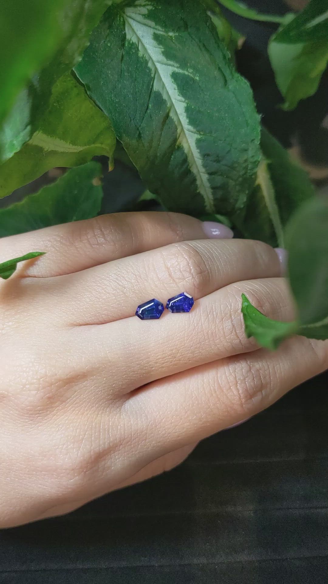 1.38 Ct.Tw.Total Carat Weight Blue Sapphire Pair from Ceylon (Sri Lanka) Size Video