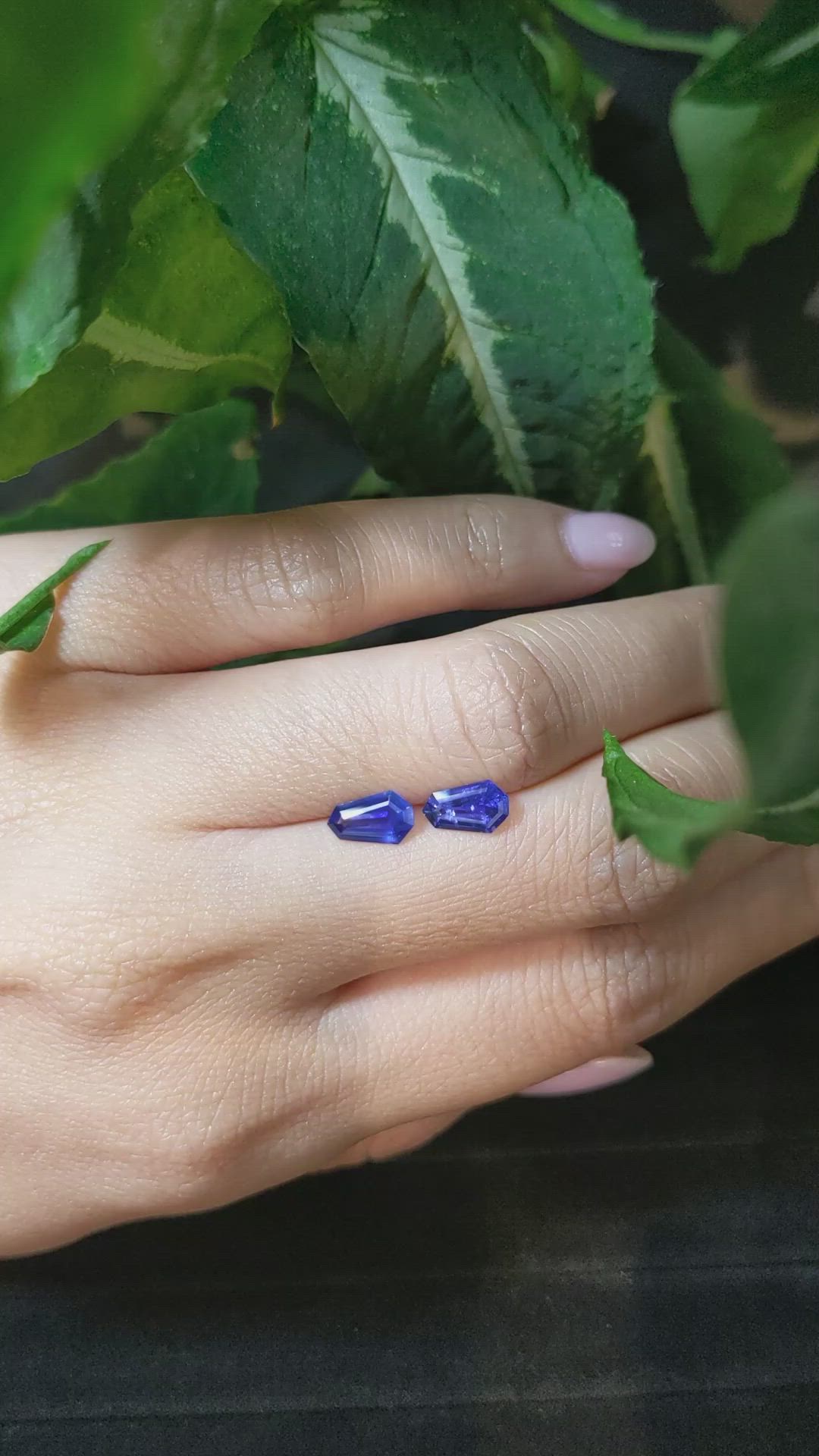 1.50 Ct.Tw.Total Carat Weight Blue Sapphire Pair from Ceylon (Sri Lanka) Size Video