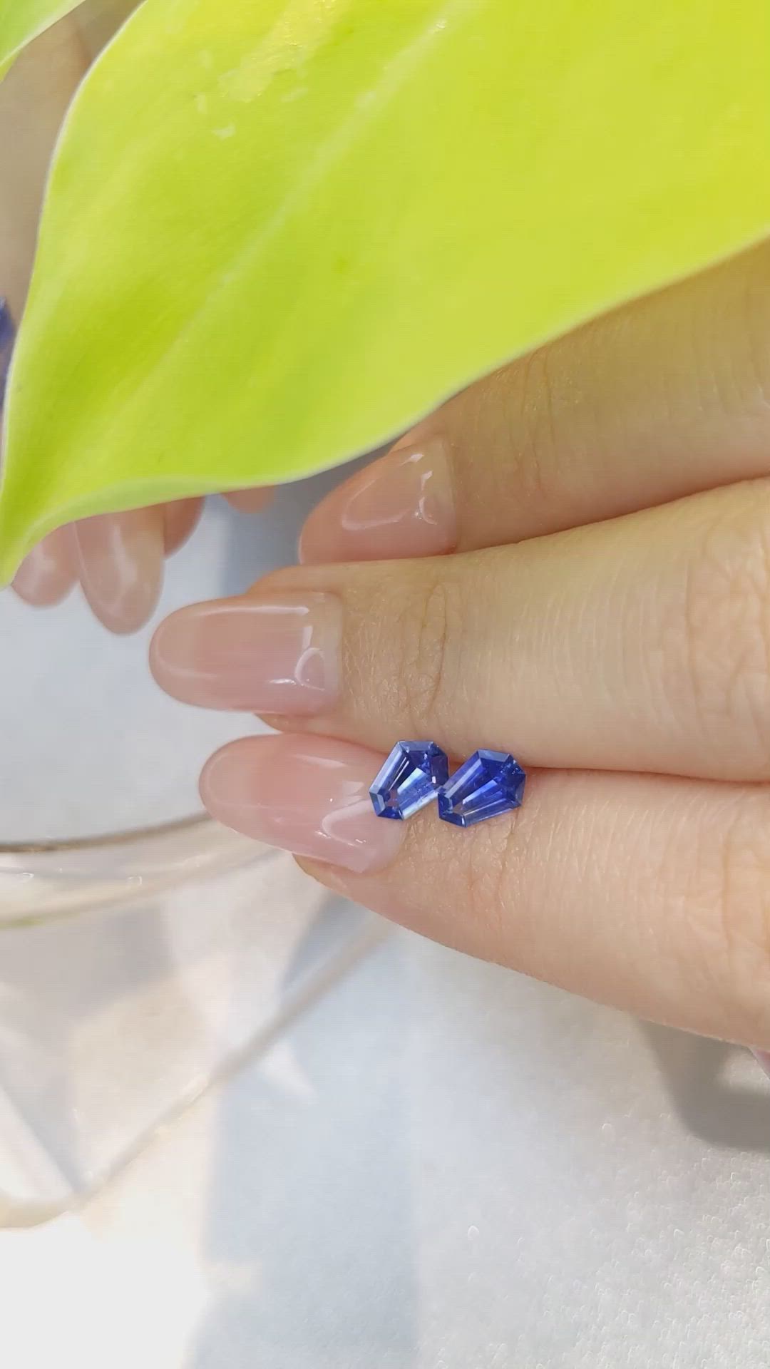 1.23&nbsp;Ct.Tw.Total Carat Weight Blue Sapphire Pair from Ceylon (Sri Lanka) Size Video