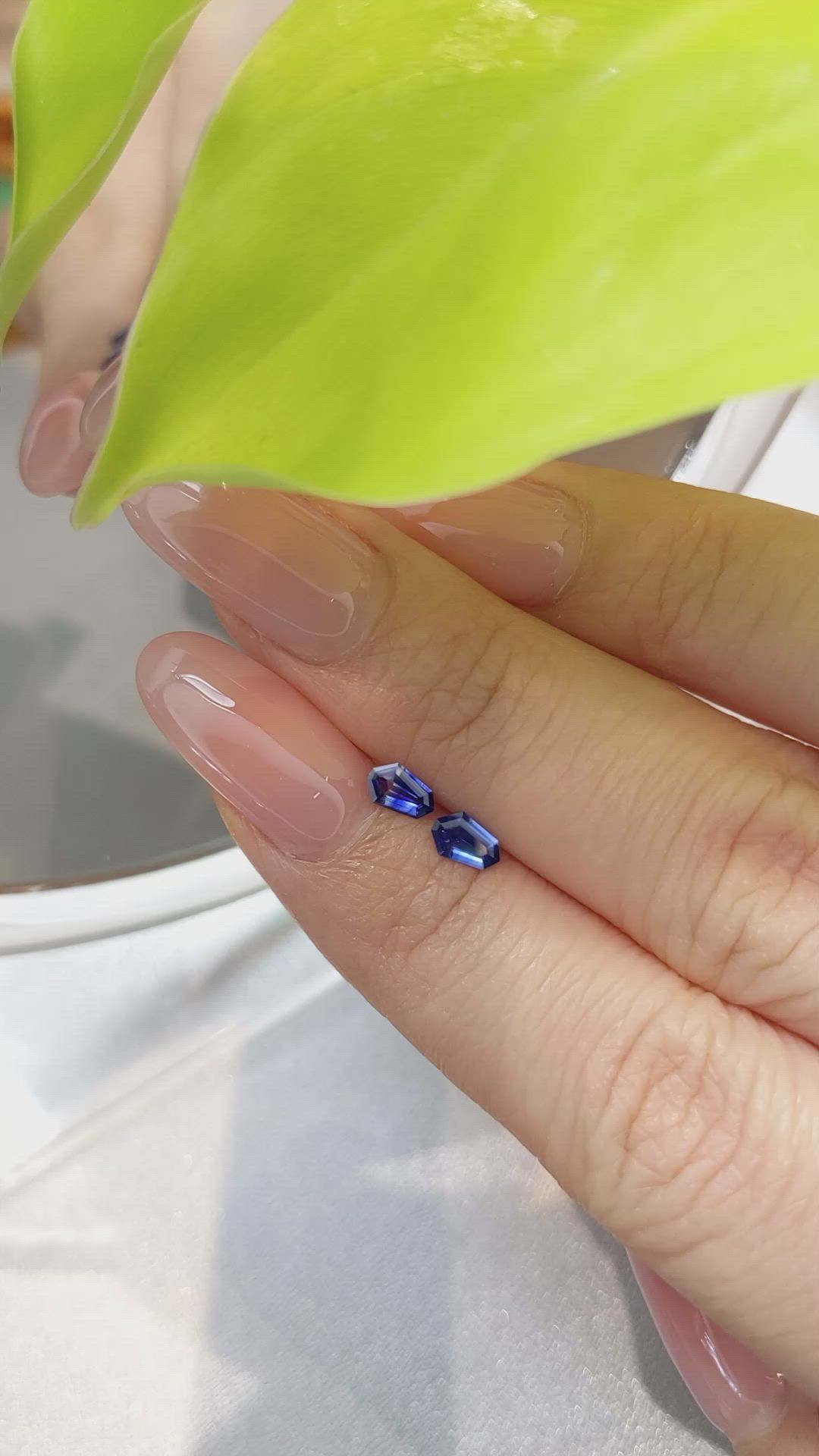 0.44 Ct.Tw.Total Carat Weight Blue Sapphire Pair from Ceylon (Sri Lanka) Size Video