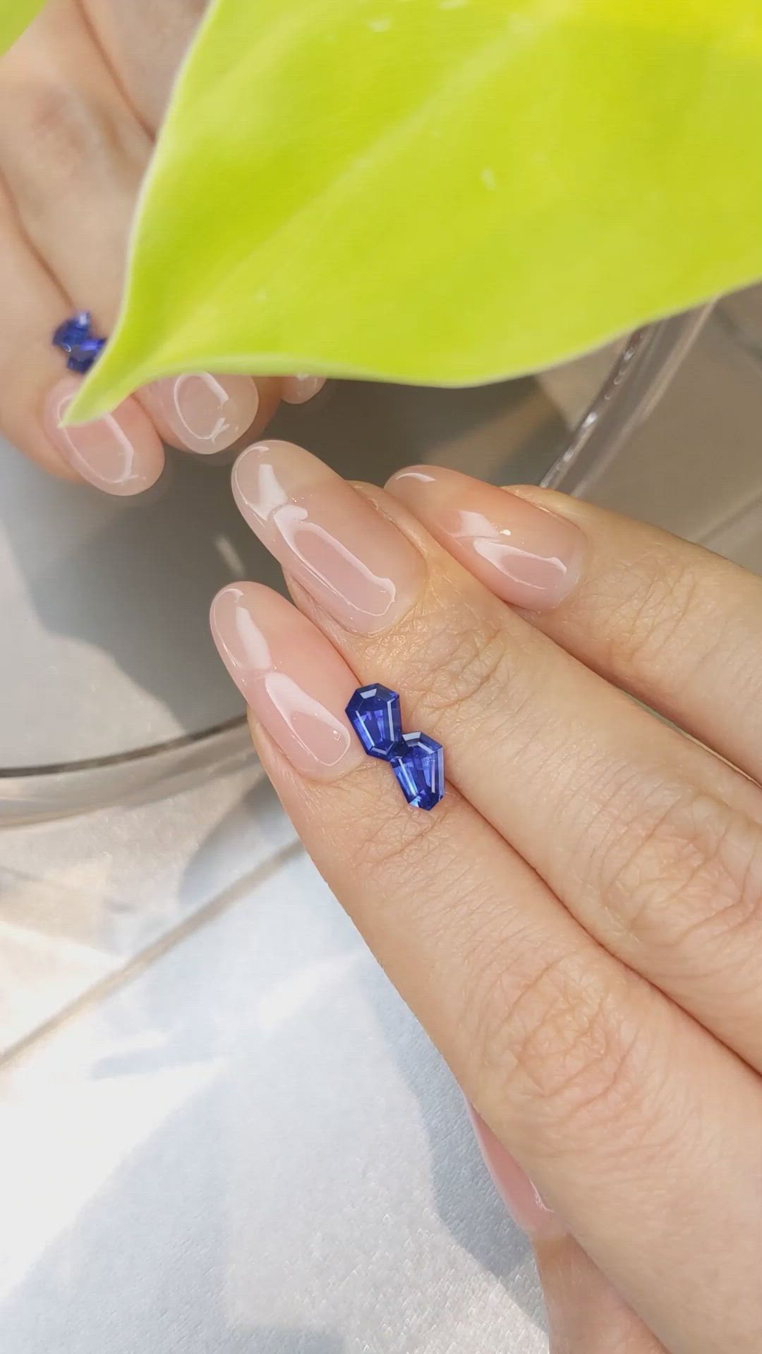 1.44 Ct.Tw.Total Carat Weight Blue Sapphire Pair from Ceylon (Sri Lanka) Size Video