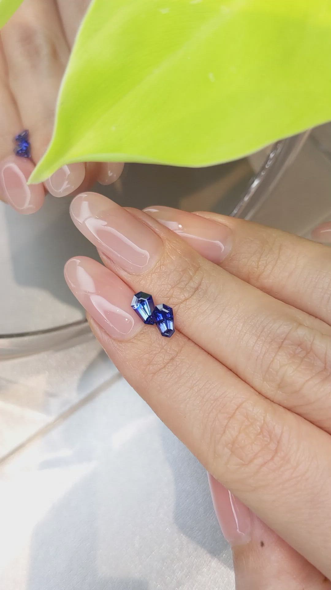 1.29 Ct.Tw.Total Carat Weight Blue Sapphire Pair from Ceylon (Sri Lanka) Size Video