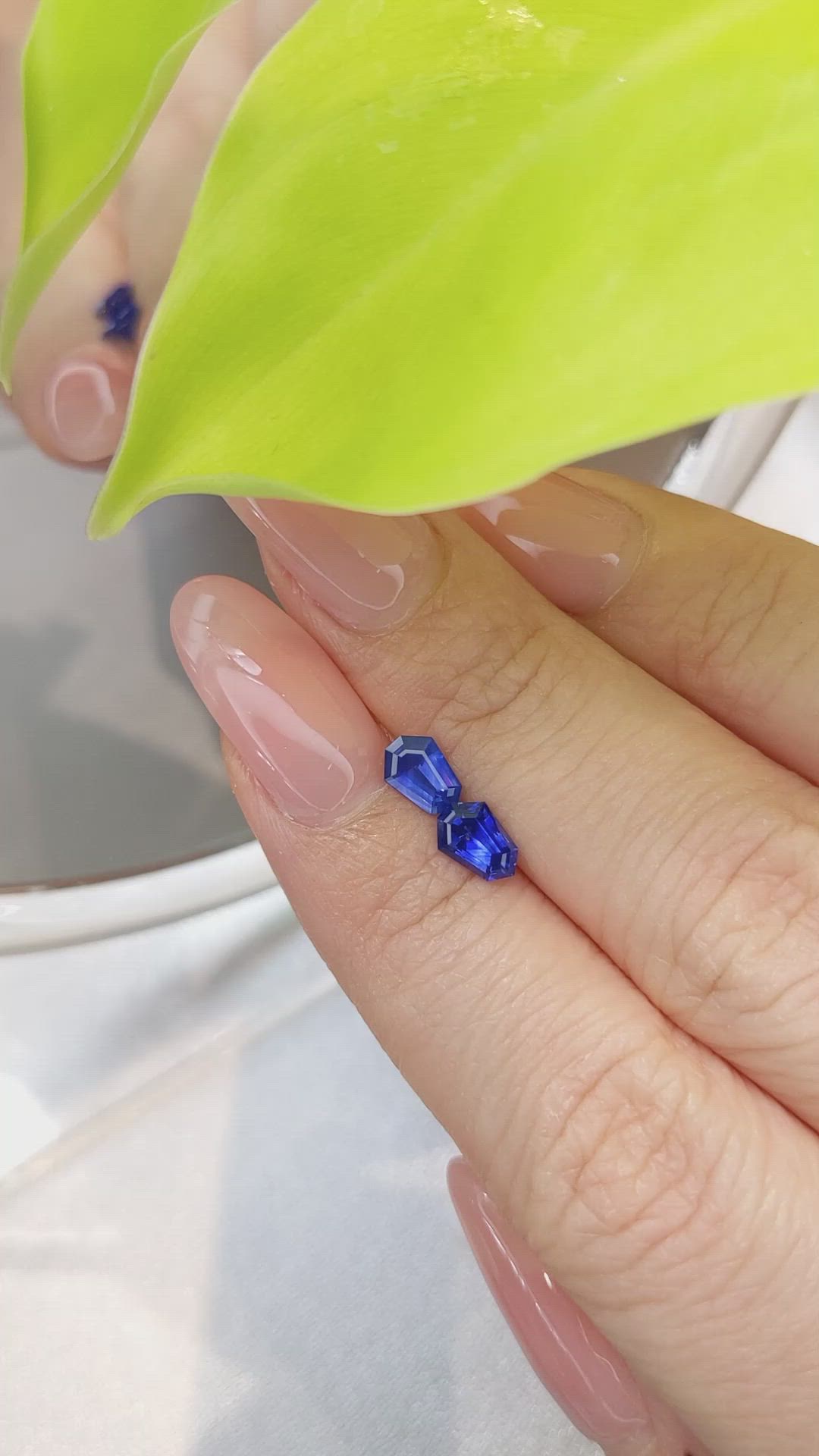 1.68 Ct.Tw.Total Carat Weight Blue Sapphire Pair from Ceylon (Sri Lanka) Size Video
