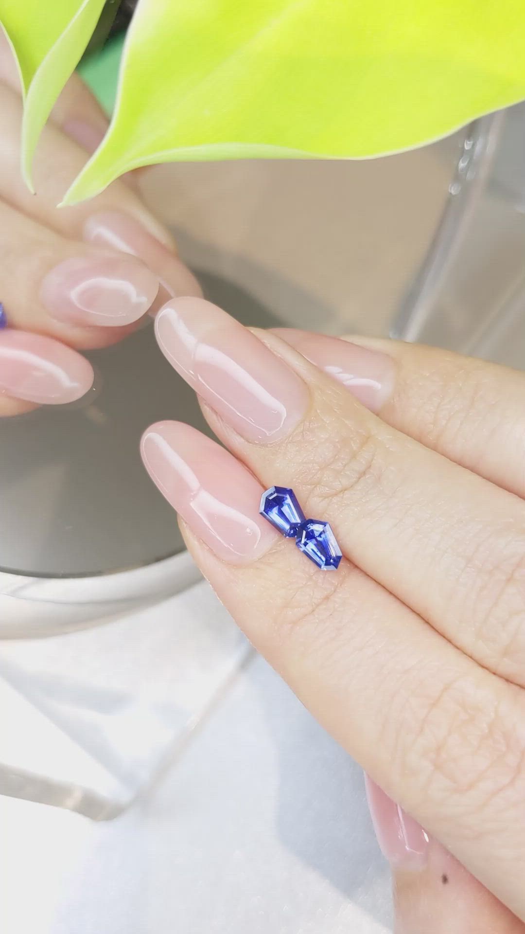 1.14 Ct.Tw.Total Carat Weight Blue Sapphire Pair from Ceylon (Sri Lanka) Size Video