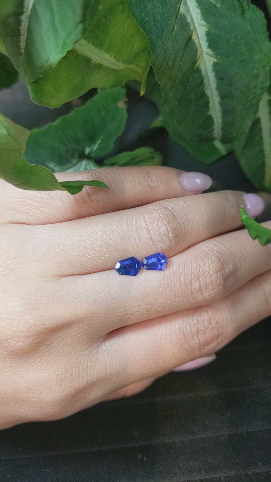 1.21 Ct.Tw.Total Carat Weight Blue Sapphire Pair from Ceylon (Sri Lanka) Size Video