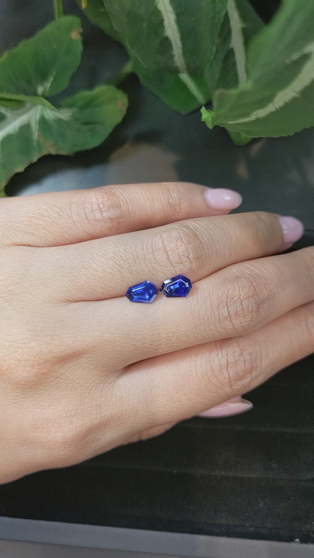 1.70&nbsp;Ct.Tw.Total Carat Weight Blue Sapphire Pair from Ceylon (Sri Lanka) Size Video