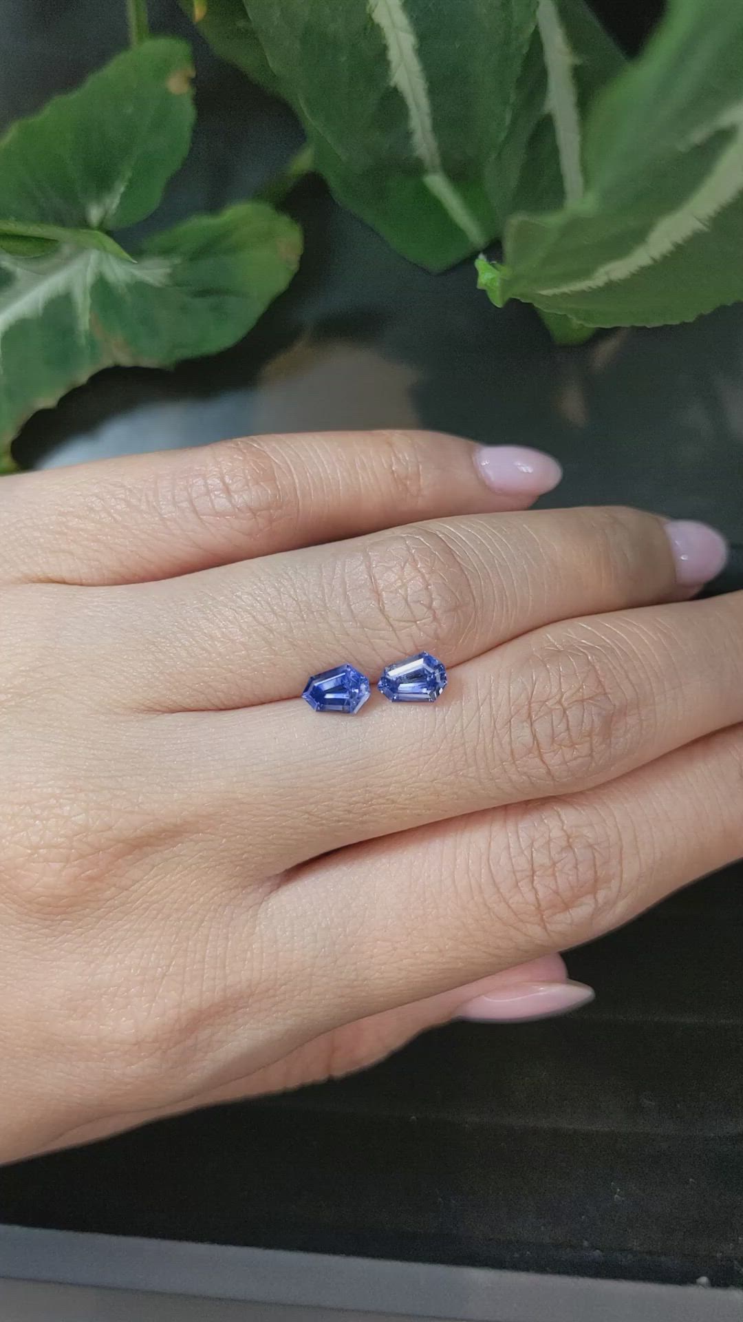 1.80 Ct.Tw.Total Carat Weight Blue Sapphire Pair from Ceylon (Sri Lanka) Size Video