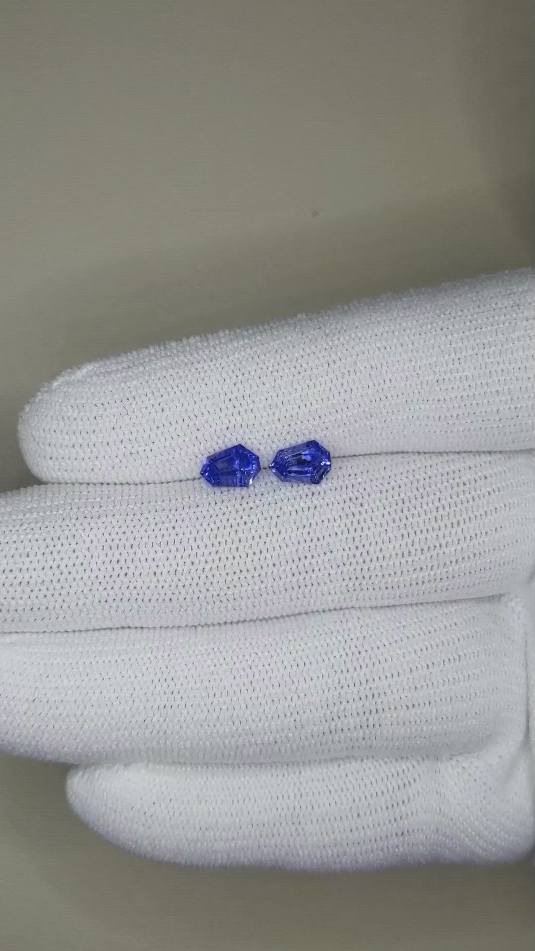 1.51 Ct.Tw.Total Carat Weight Blue Sapphire Pair from Ceylon (Sri Lanka) Size Video