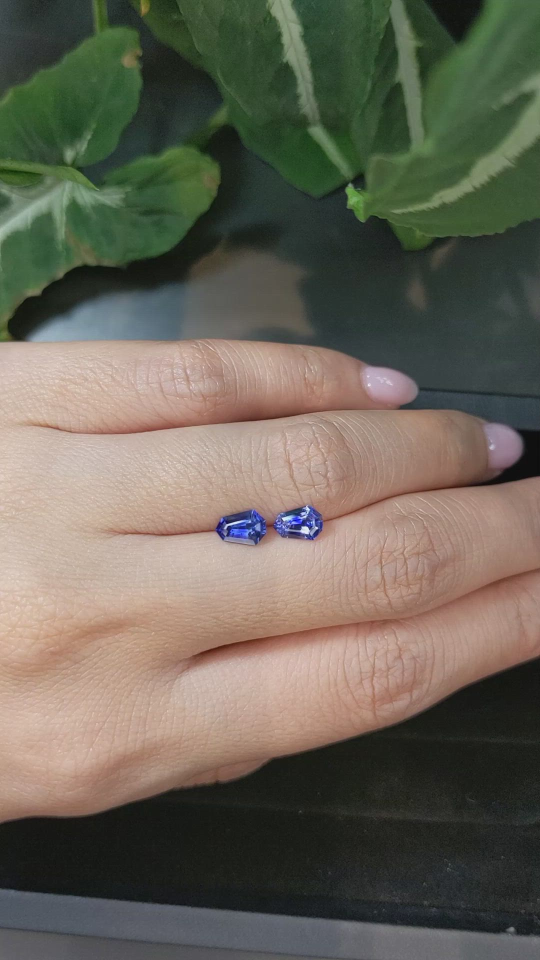 1.51 Ct.Tw.Total Carat Weight Blue Sapphire Pair from Ceylon (Sri Lanka) Size Video
