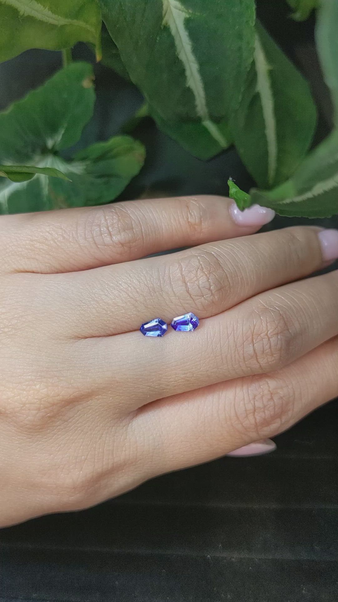 0.75 Ct.Tw.Total Carat Weight Blue Sapphire Pair from Ceylon (Sri Lanka) Size Video