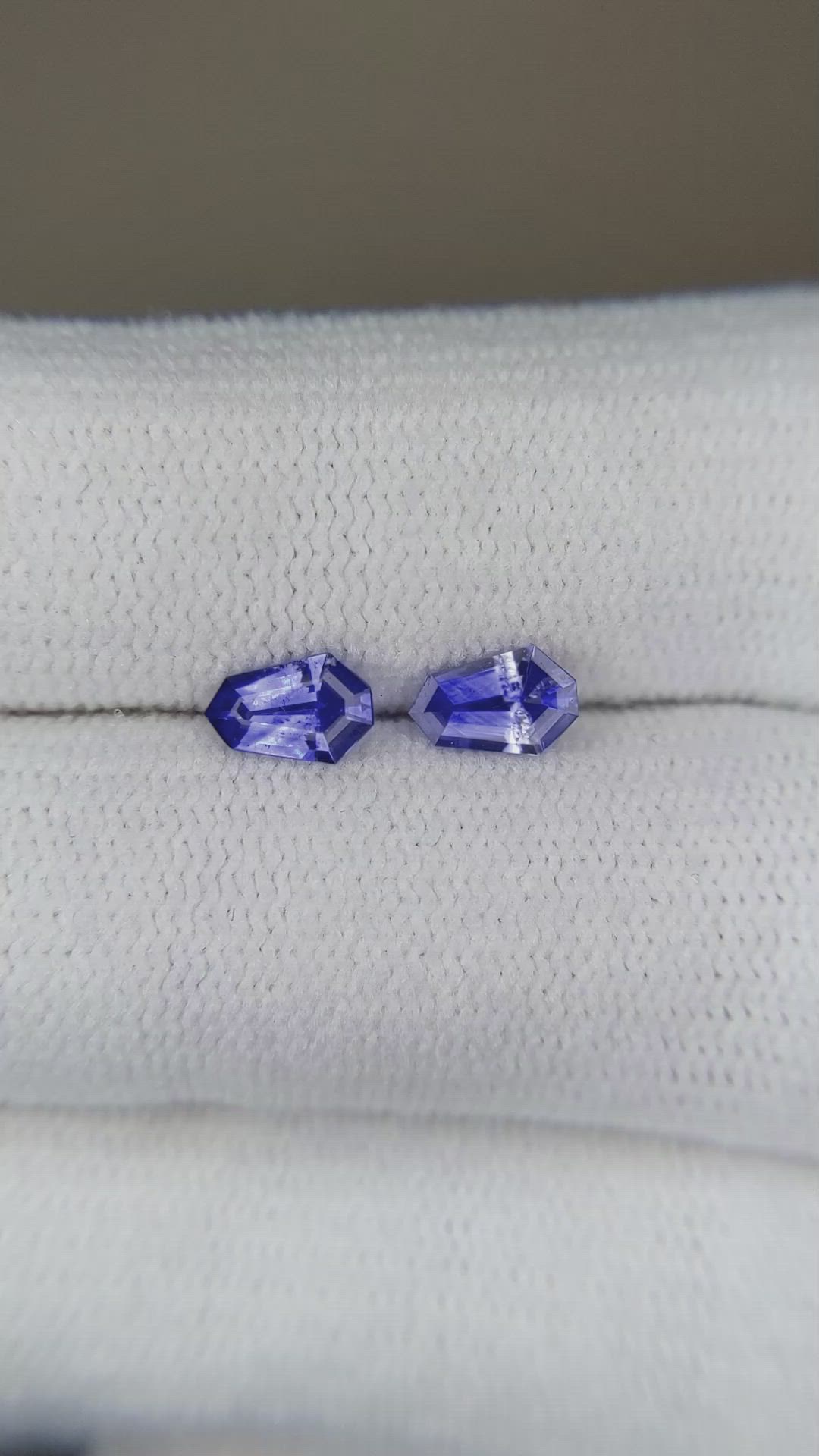 0.75 Ct.Tw.Total Carat Weight Blue Sapphire Pair from Ceylon (Sri Lanka) Size Video