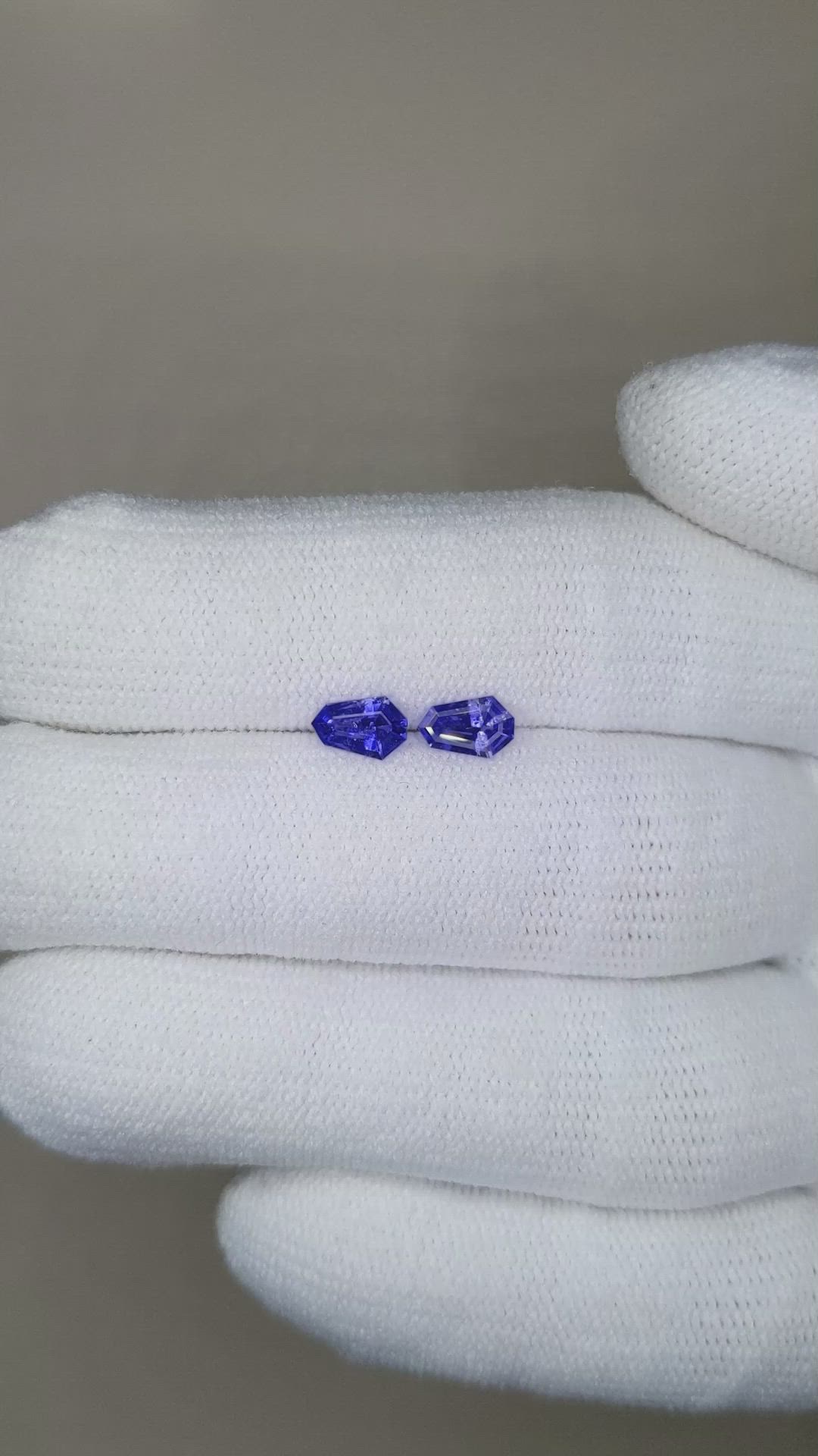 0.75 Ct.Tw.Total Carat Weight Blue Sapphire Pair from Ceylon (Sri Lanka) Size Video