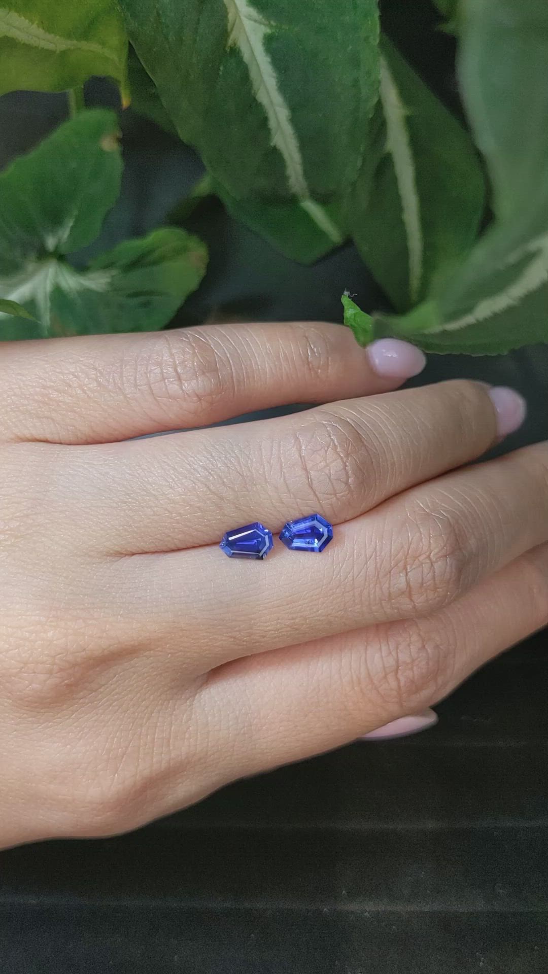 1.51 Ct.Tw.Total Carat Weight Blue Sapphire Pair from Ceylon (Sri Lanka) Size Video