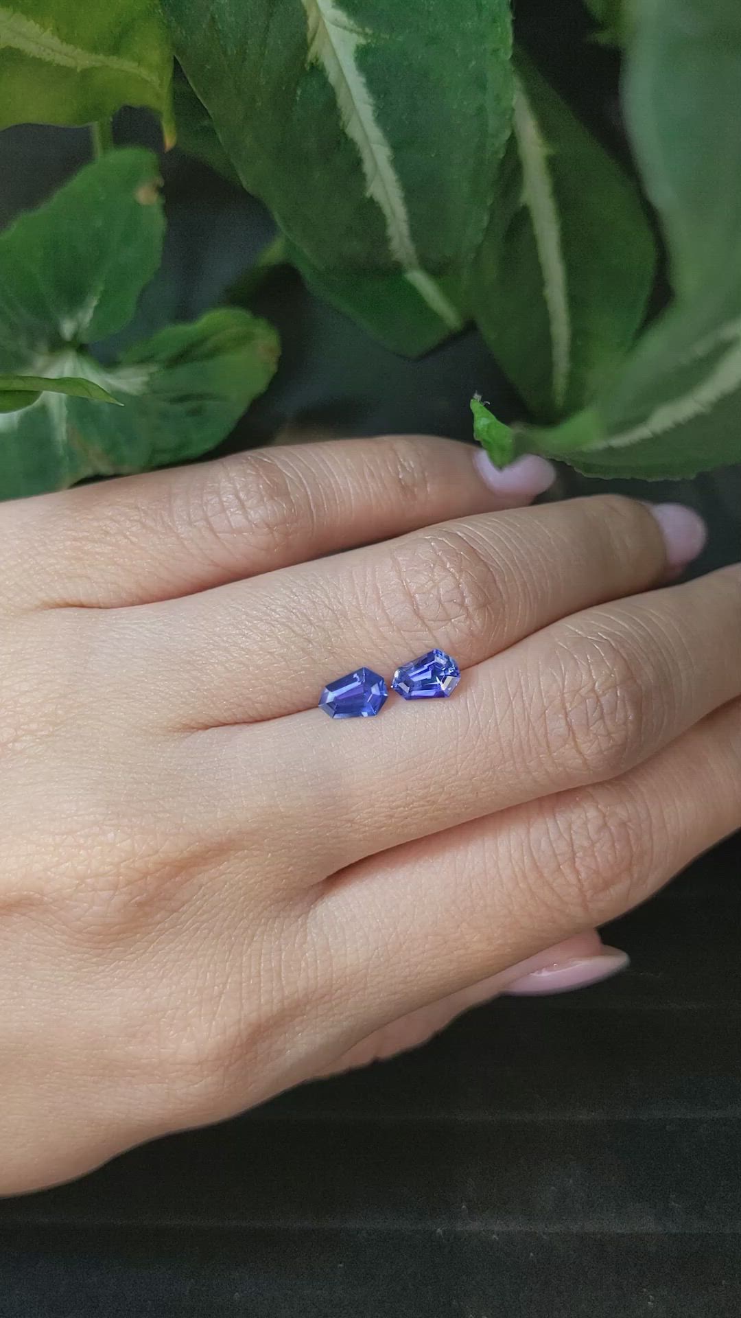 1.32&nbsp;Ct.Tw.Total Carat Weight Blue Sapphire Pair from Ceylon (Sri Lanka) Size Video