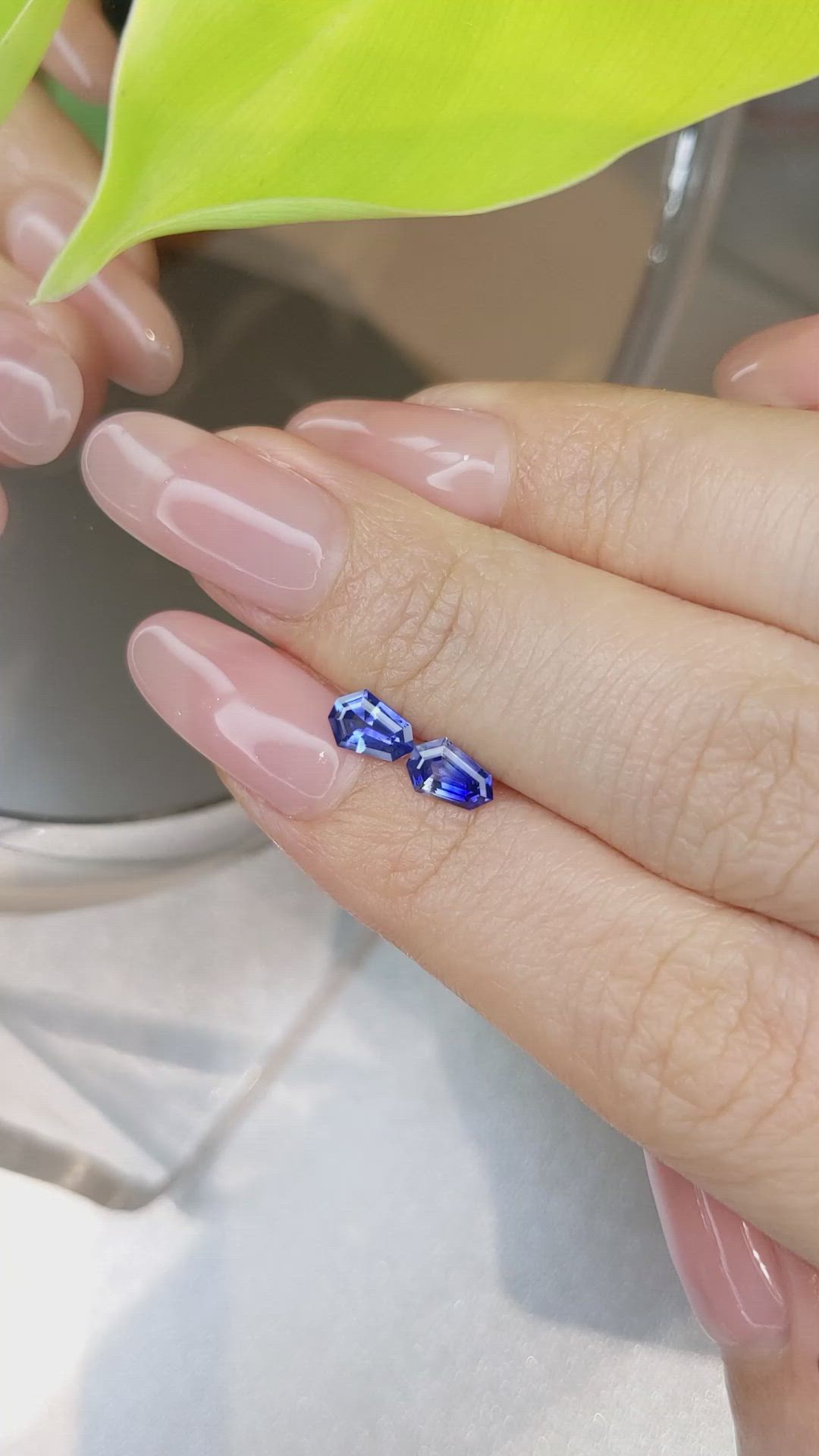 1.15 Ct.Tw.Total Carat Weight Blue Sapphire Pair from Ceylon (Sri Lanka) Size Video