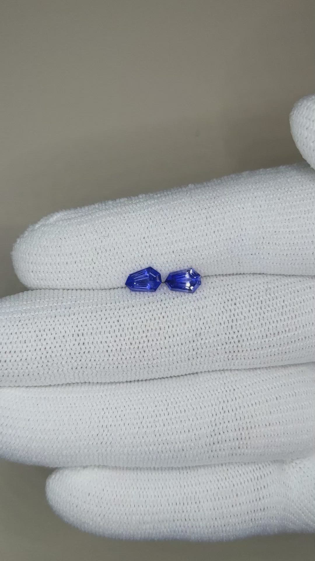 1.15 Ct.Tw.Total Carat Weight Blue Sapphire Pair from Ceylon (Sri Lanka) Size Video