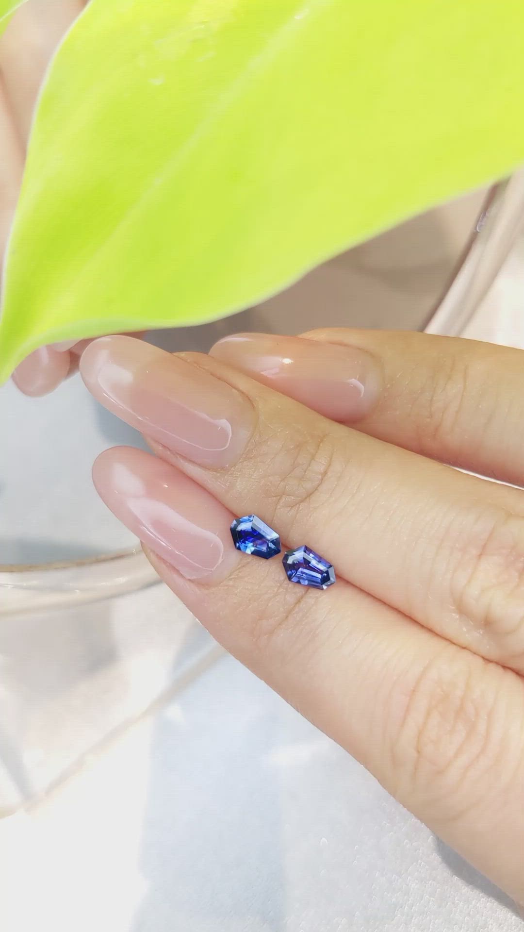 1.02 Ct.Tw.Total Carat Weight Blue Sapphire Pair from Ceylon (Sri Lanka) Size Video