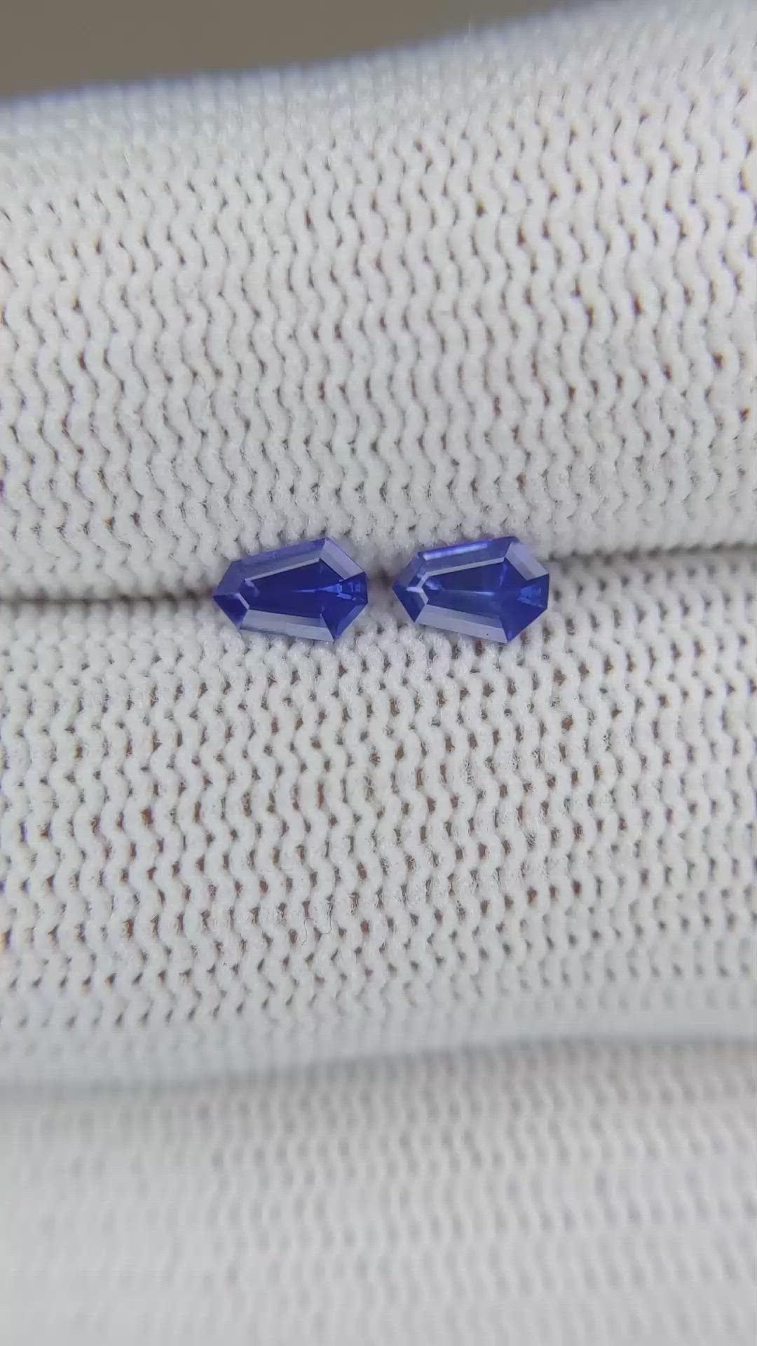 0.55 Ct.Tw.Total Carat Weight Blue Sapphire Pair from Ceylon (Sri Lanka) Size Video