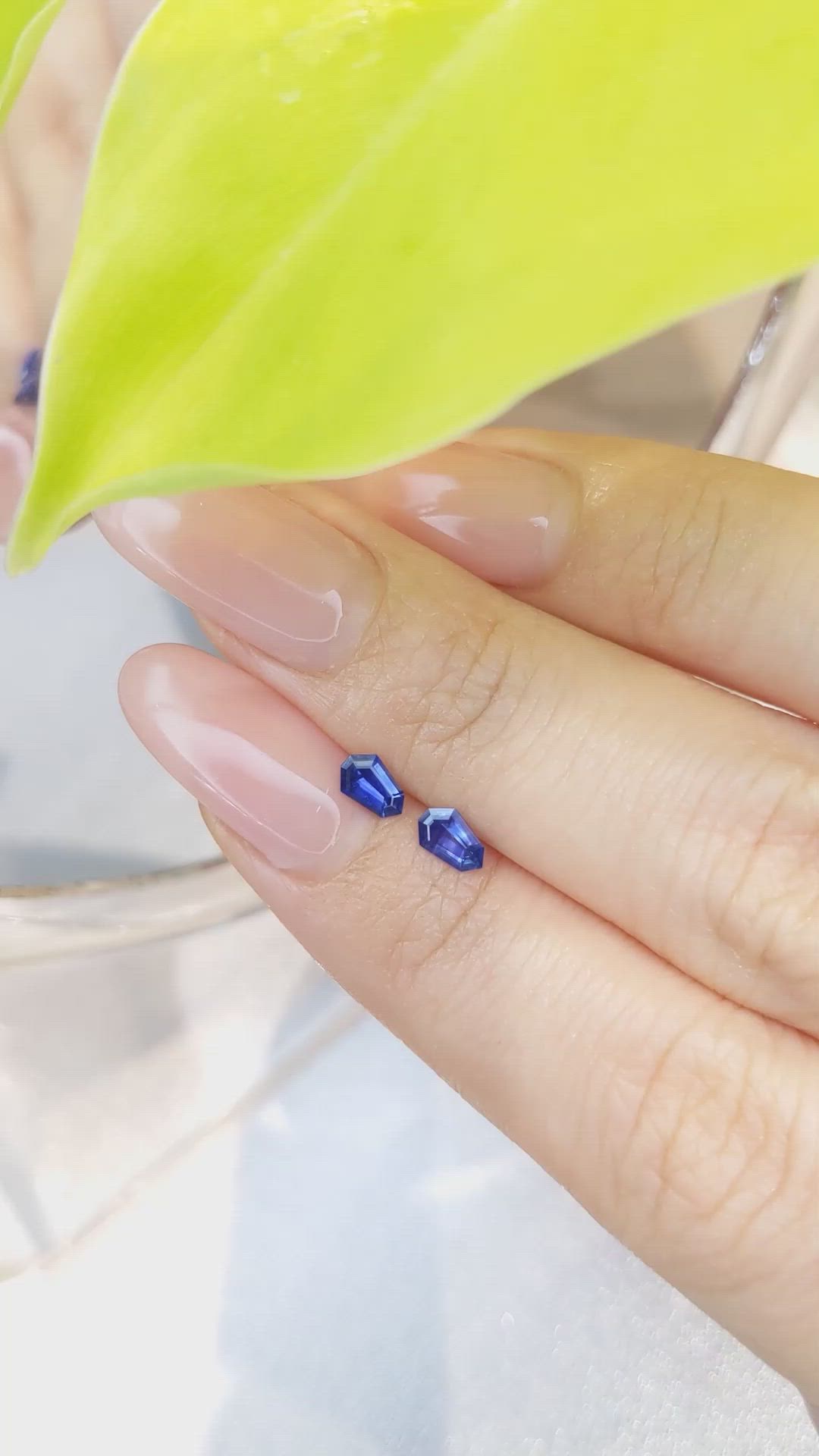 0.55 Ct.Tw.Total Carat Weight Blue Sapphire Pair from Ceylon (Sri Lanka) Size Video