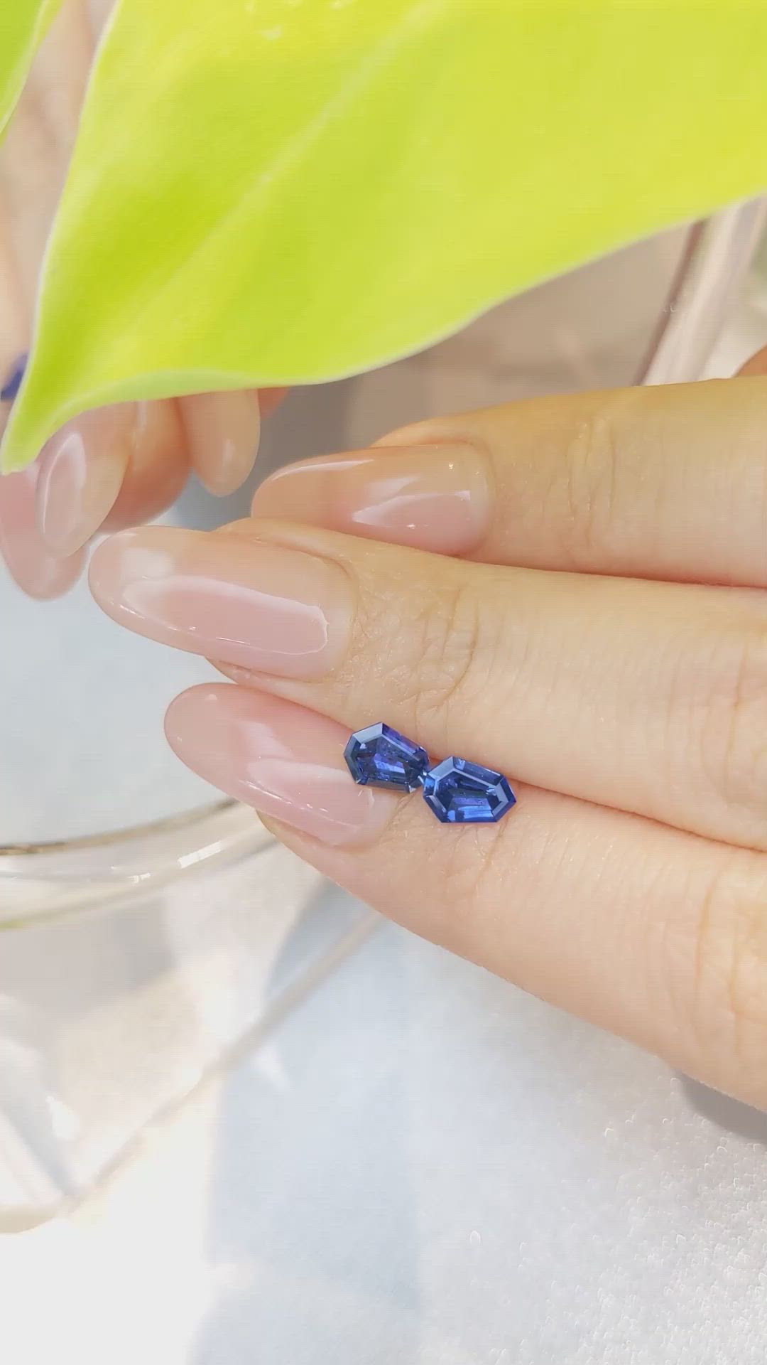 1.46 Ct.Tw.Total Carat Weight Blue Sapphire Pair from Ceylon (Sri Lanka) Size Video