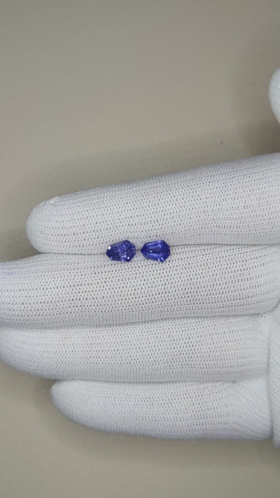 1.46 Ct.Tw.Total Carat Weight Blue Sapphire Pair from Ceylon (Sri Lanka) Size Video