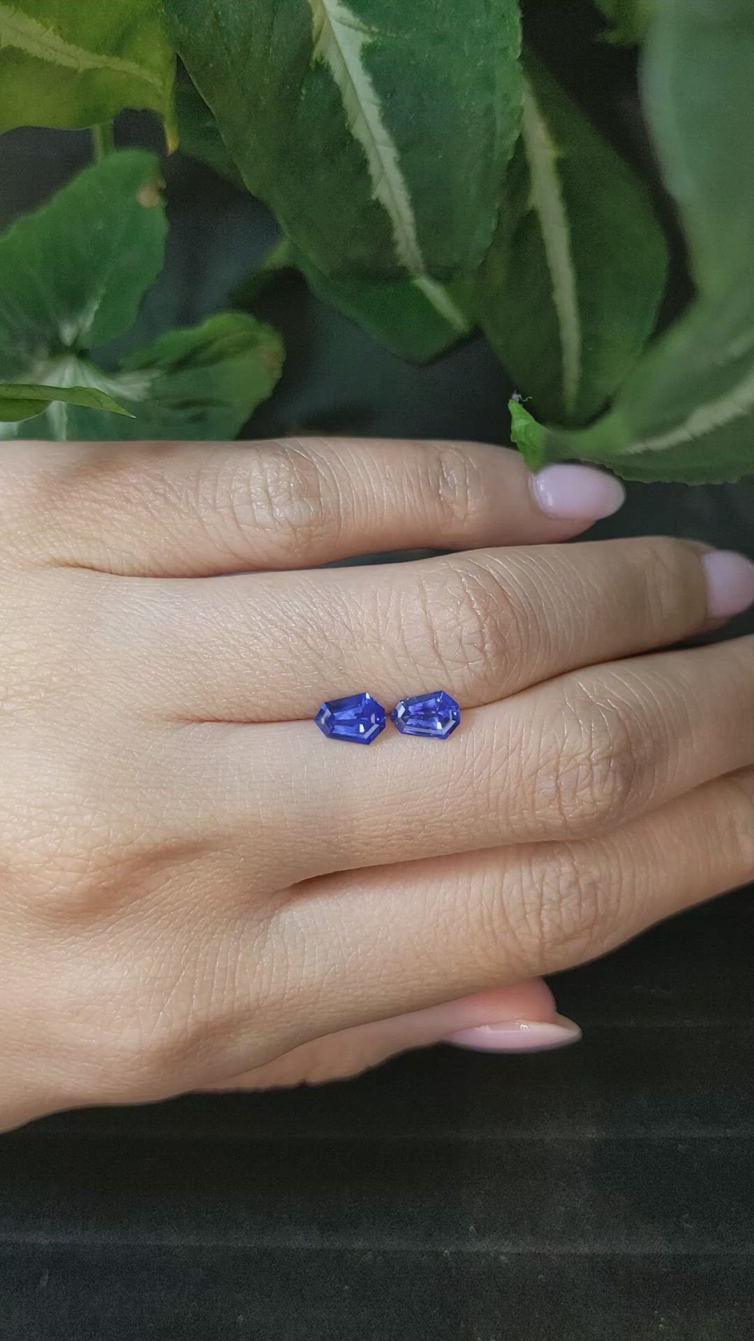 1.34&nbsp;Ct.Tw.Total Carat Weight Blue Sapphire Pair from Ceylon (Sri Lanka) Size Video