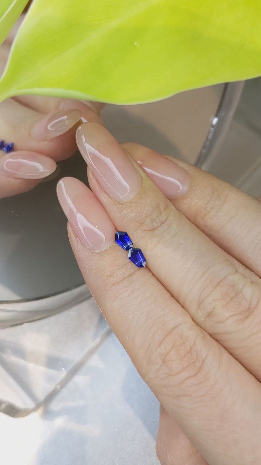 0.54&nbsp;Ct.Tw.Total Carat Weight Blue Sapphire Pair from Ceylon (Sri Lanka) Size Video