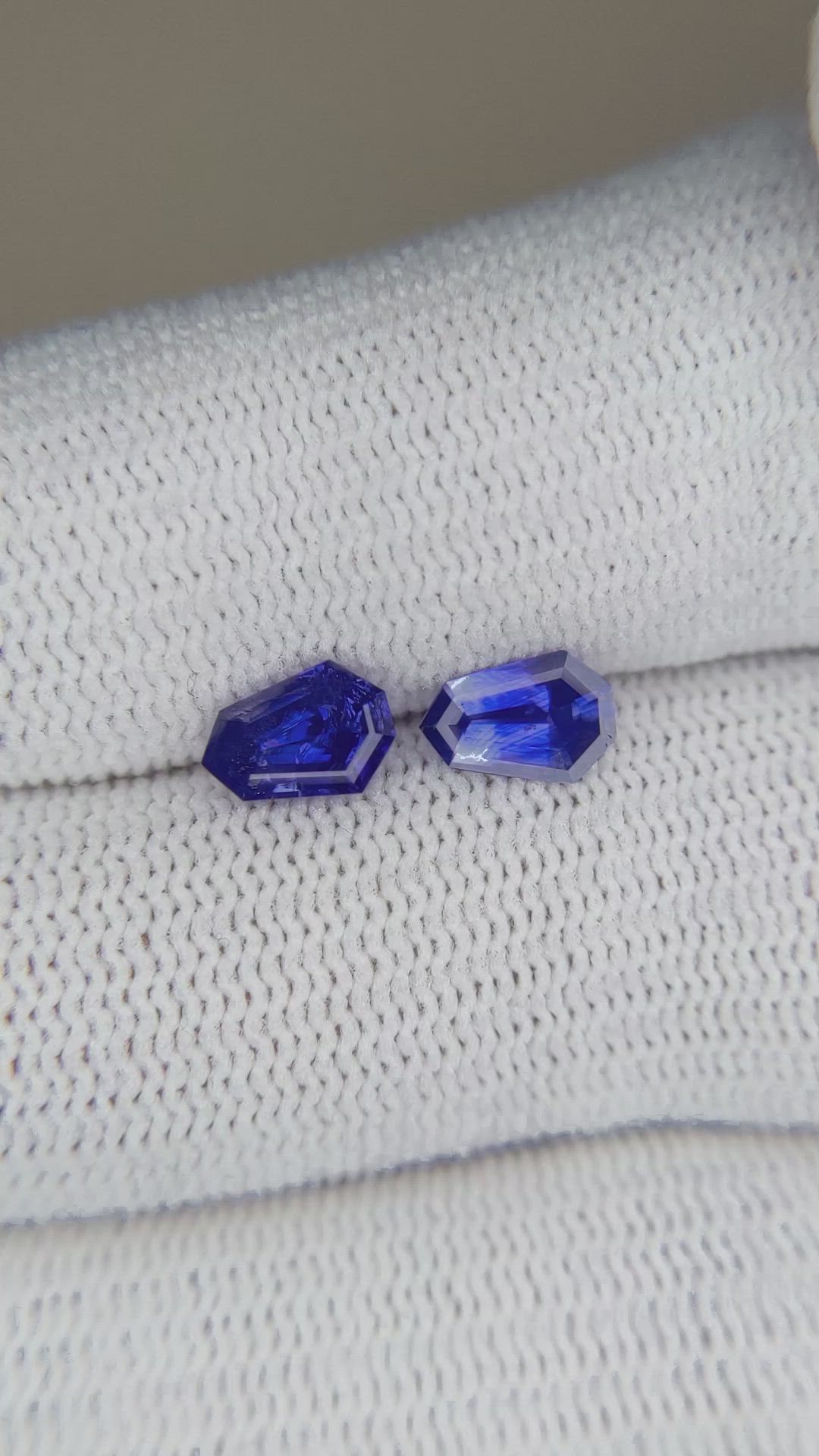 1.44 Ct.Tw.Total Carat Weight Blue Sapphire Pair from Ceylon (Sri Lanka) Size Video