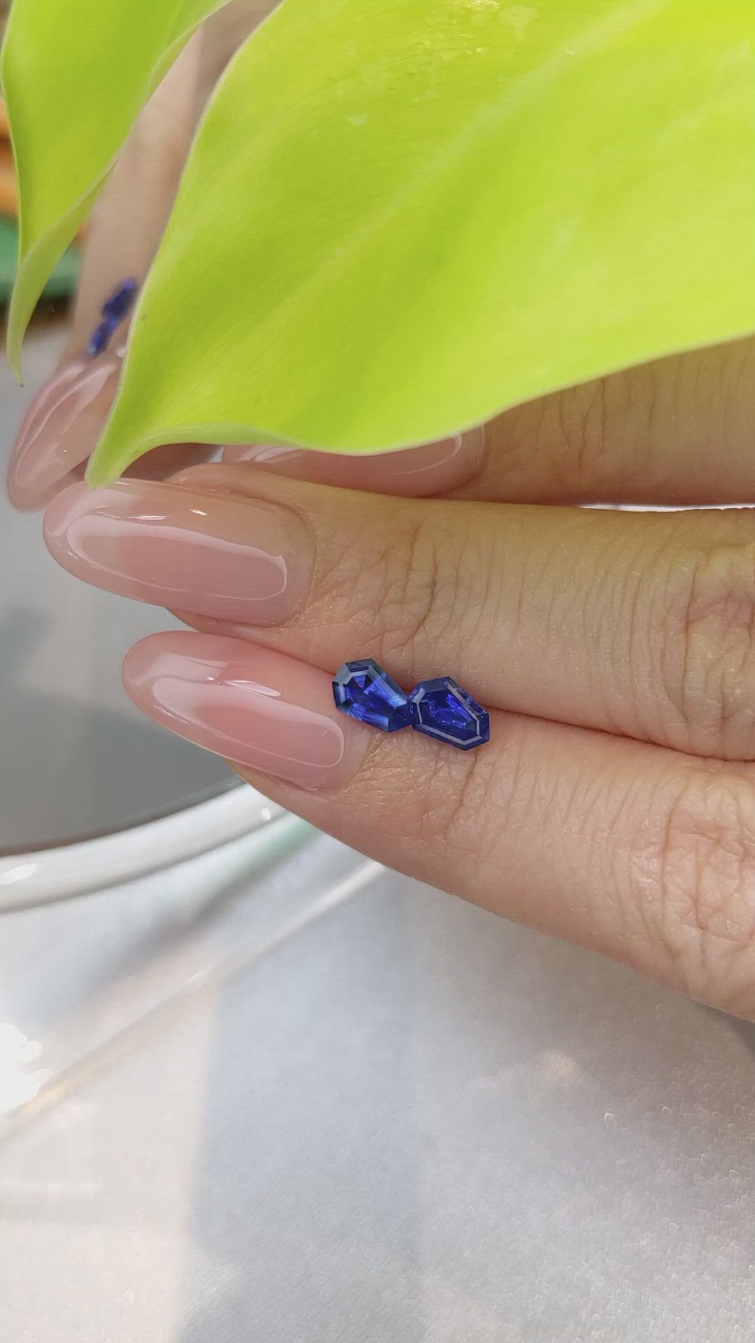 1.44 Ct.Tw.Total Carat Weight Blue Sapphire Pair from Ceylon (Sri Lanka) Size Video
