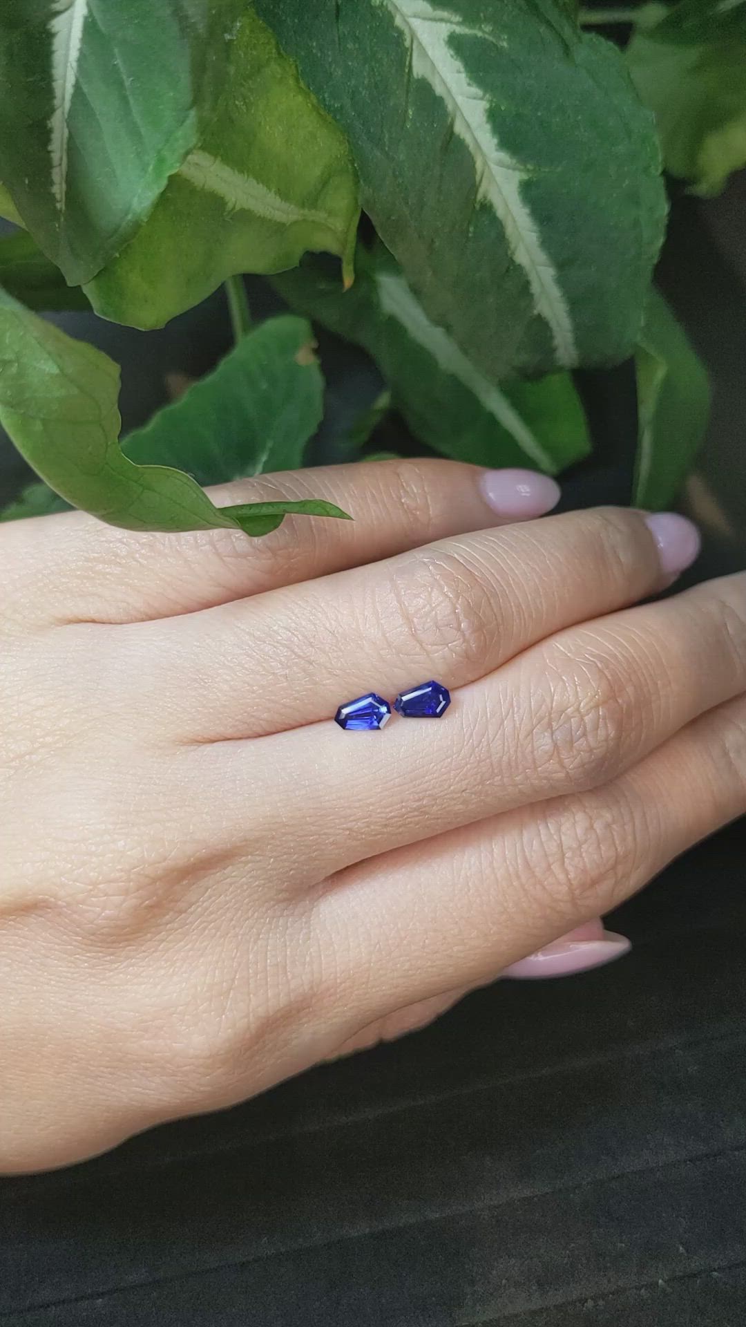 0.83&nbsp;Ct.Tw.Total Carat Weight Blue Sapphire Pair from Ceylon (Sri Lanka) Size Video