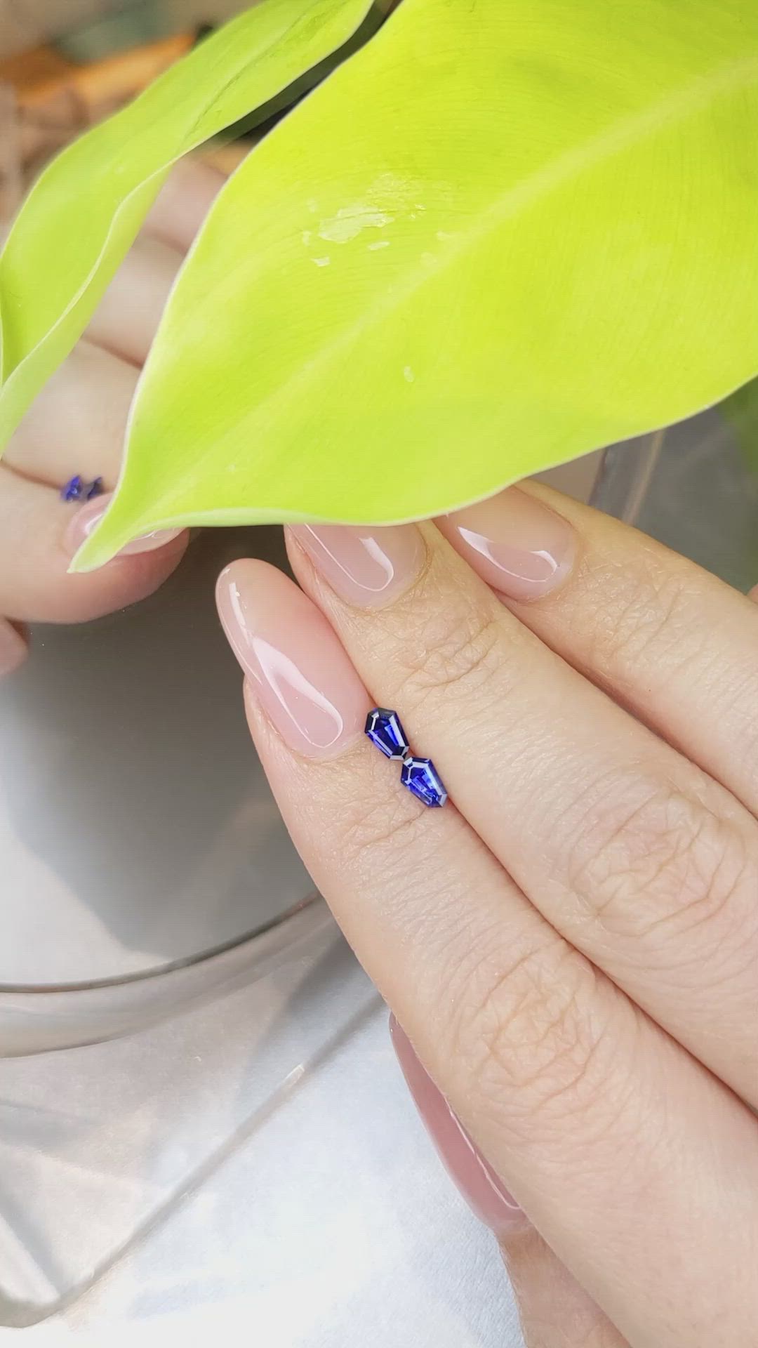 0.54&nbsp;Ct.Tw.Total Carat Weight Blue Sapphire Pair from Ceylon (Sri Lanka) Size Video