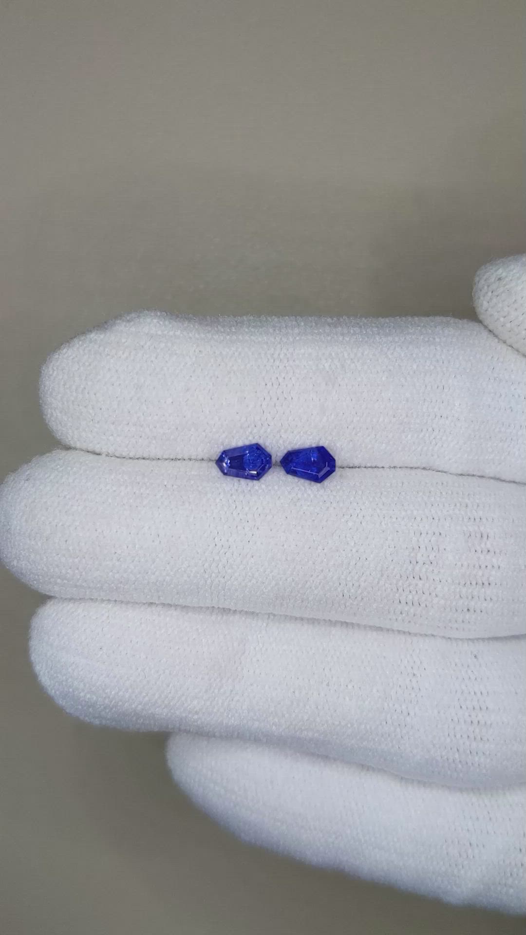 0.57 Ct.Tw.Total Carat Weight Blue Sapphire Pair from Ceylon (Sri Lanka) Size Video