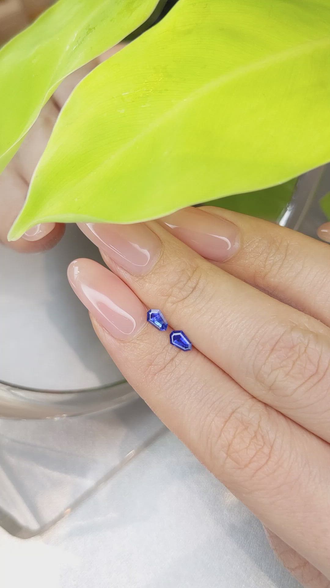 0.57 Ct.Tw.Total Carat Weight Blue Sapphire Pair from Ceylon (Sri Lanka) Size Video