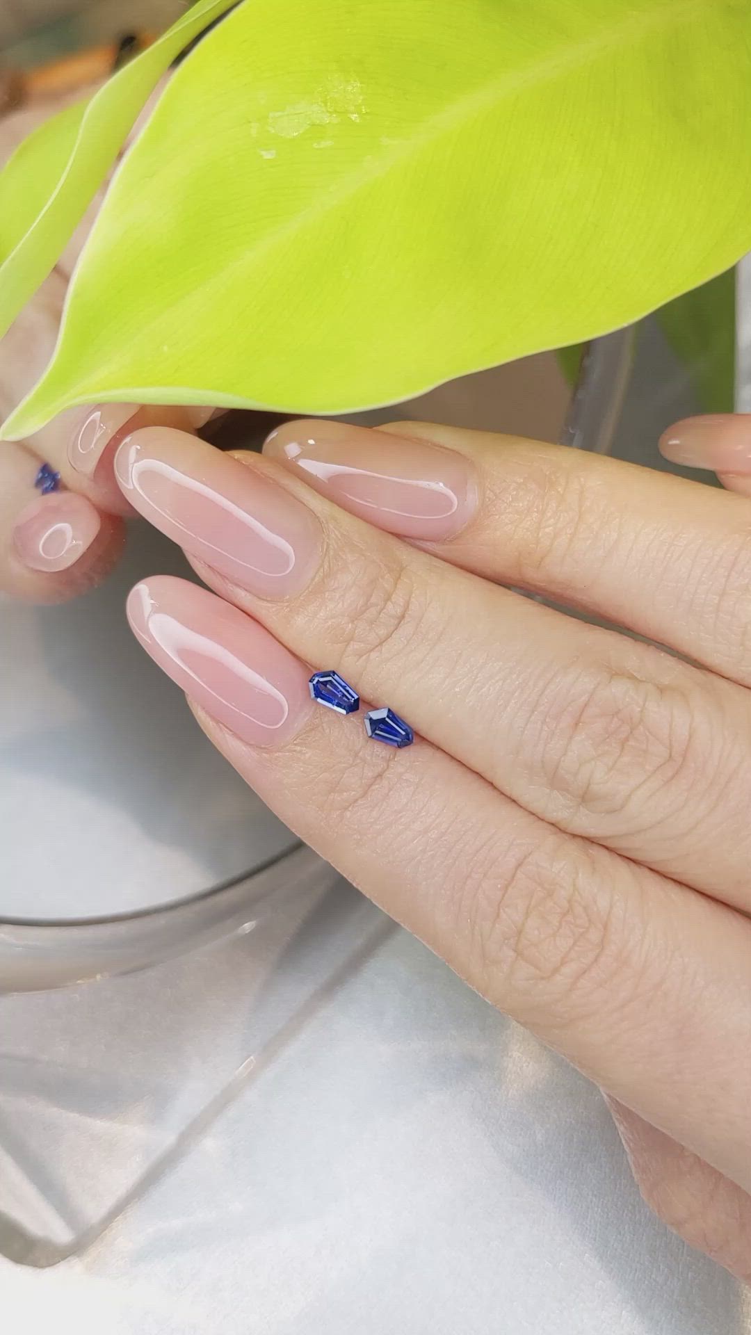 0.48&nbsp;Ct.Tw.Total Carat Weight Blue Sapphire Pair from Ceylon (Sri Lanka) Size Video