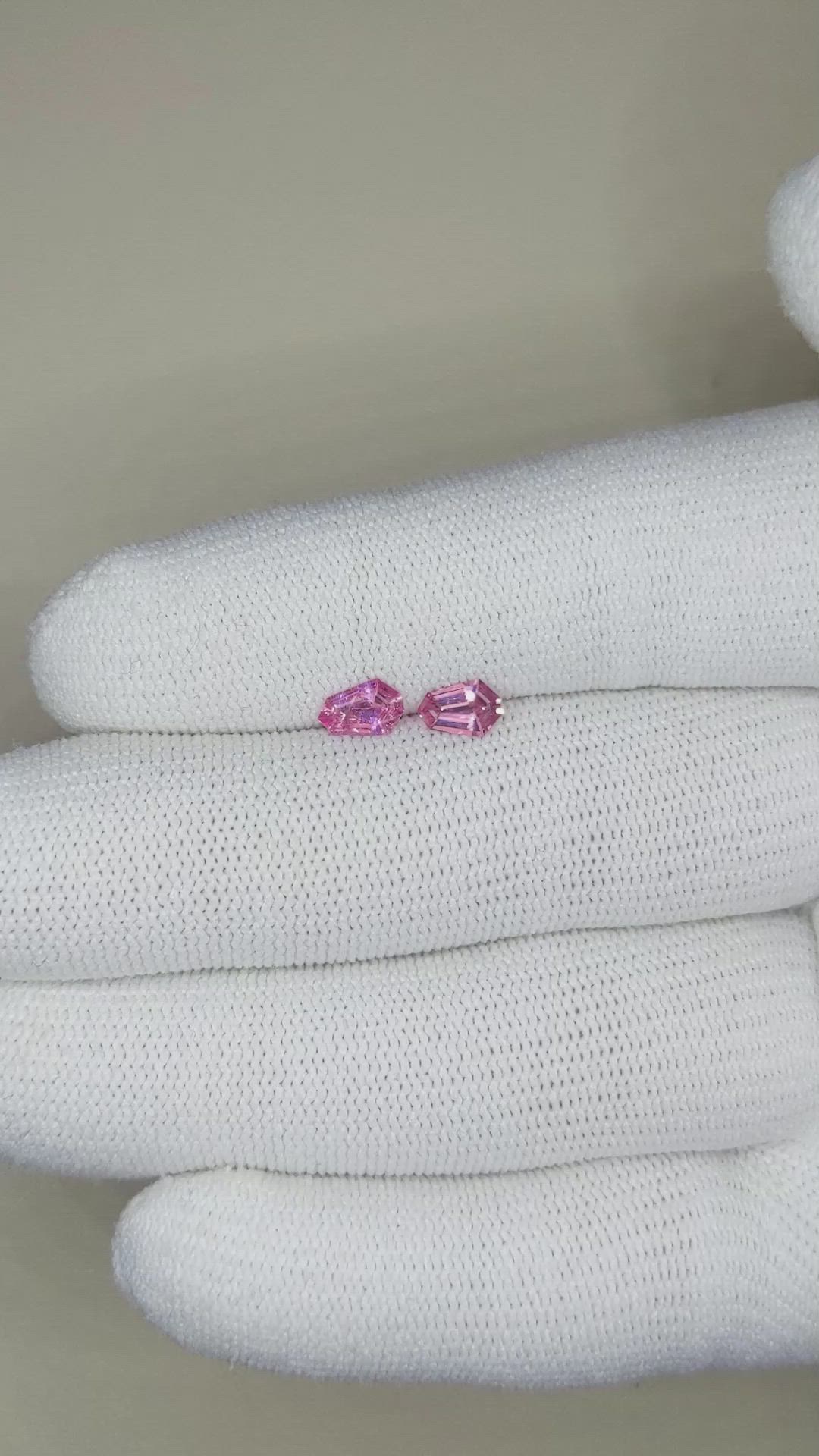 0.71 Ct.Tw.Total Carat Weight Pink Sapphire Pair from Ceylon (Sri Lanka) Size Video
