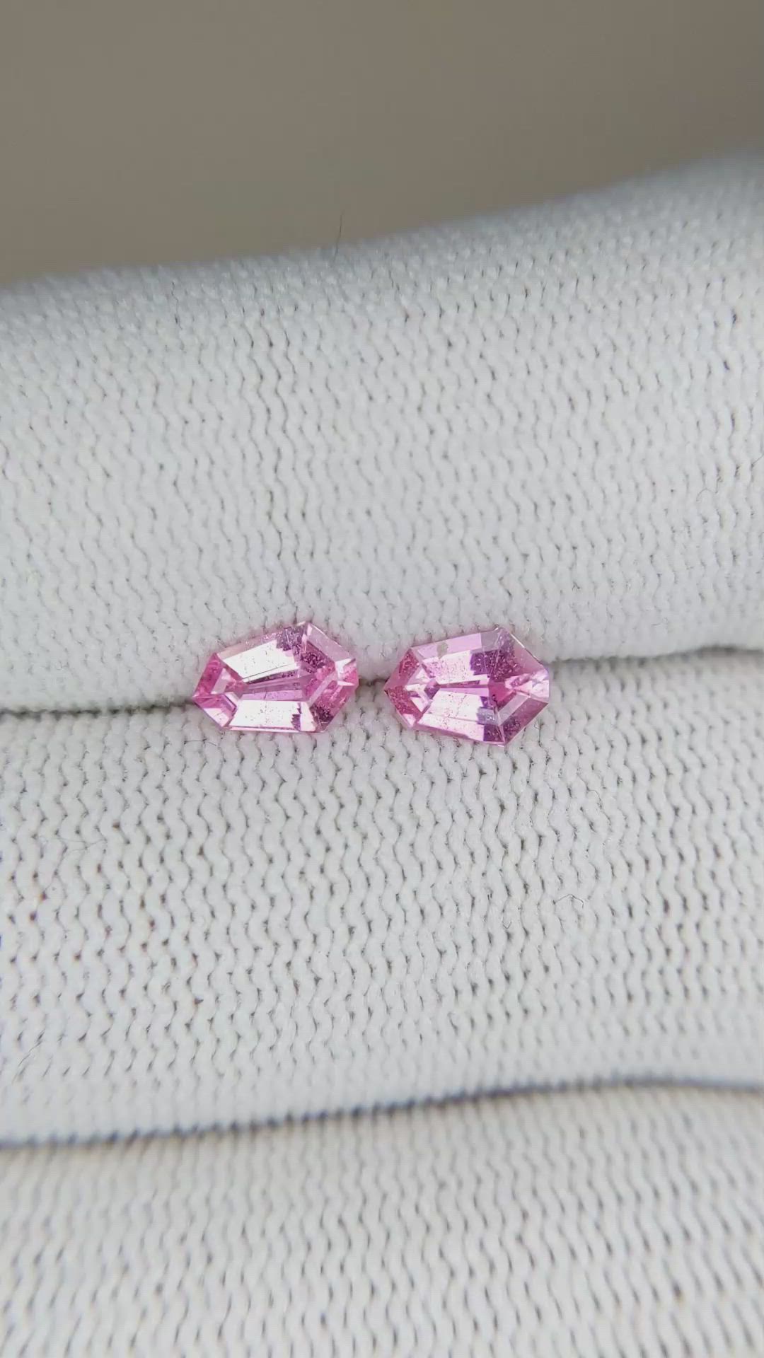 0.91 Ct.Tw.Total Carat Weight Pink Sapphire Pair from Ceylon (Sri Lanka) Size Video
