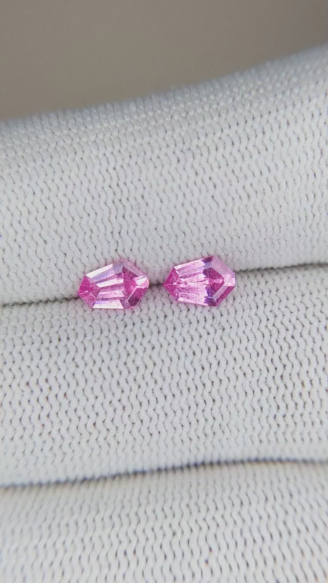 0.89 Ct.Tw.Total Carat Weight Pink Sapphire Pair from Ceylon (Sri Lanka) Size Video