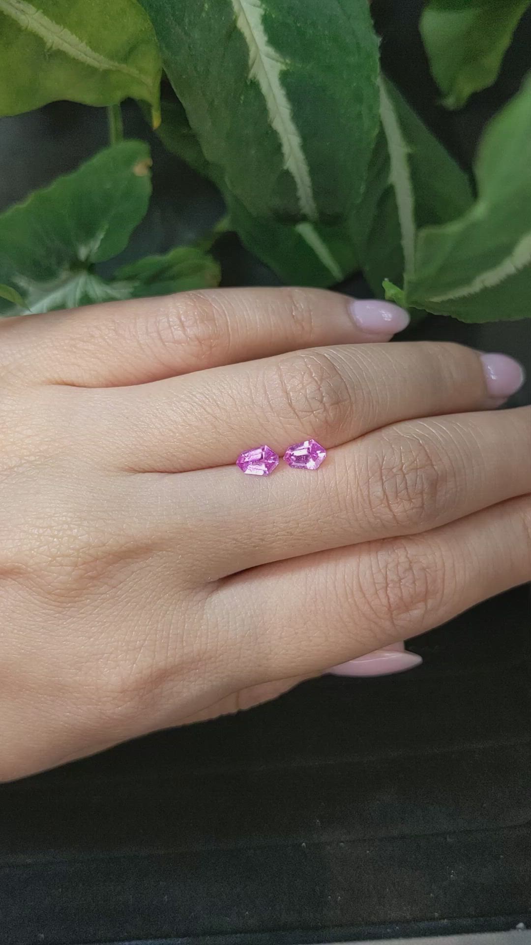 0.89 Ct.Tw.Total Carat Weight Pink Sapphire Pair from Ceylon (Sri Lanka) Size Video