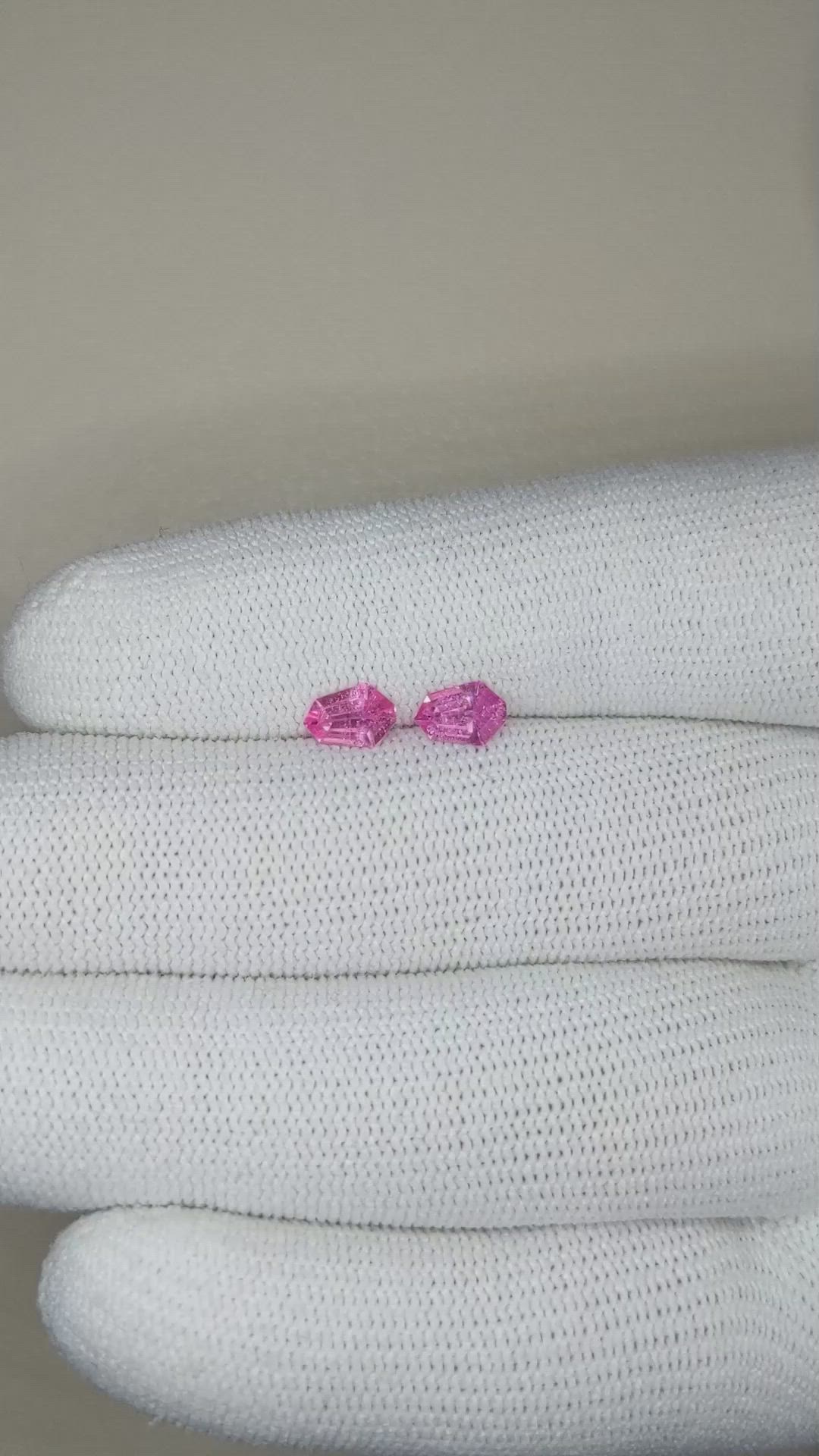 0.89 Ct.Tw.Total Carat Weight Pink Sapphire Pair from Ceylon (Sri Lanka) Size Video