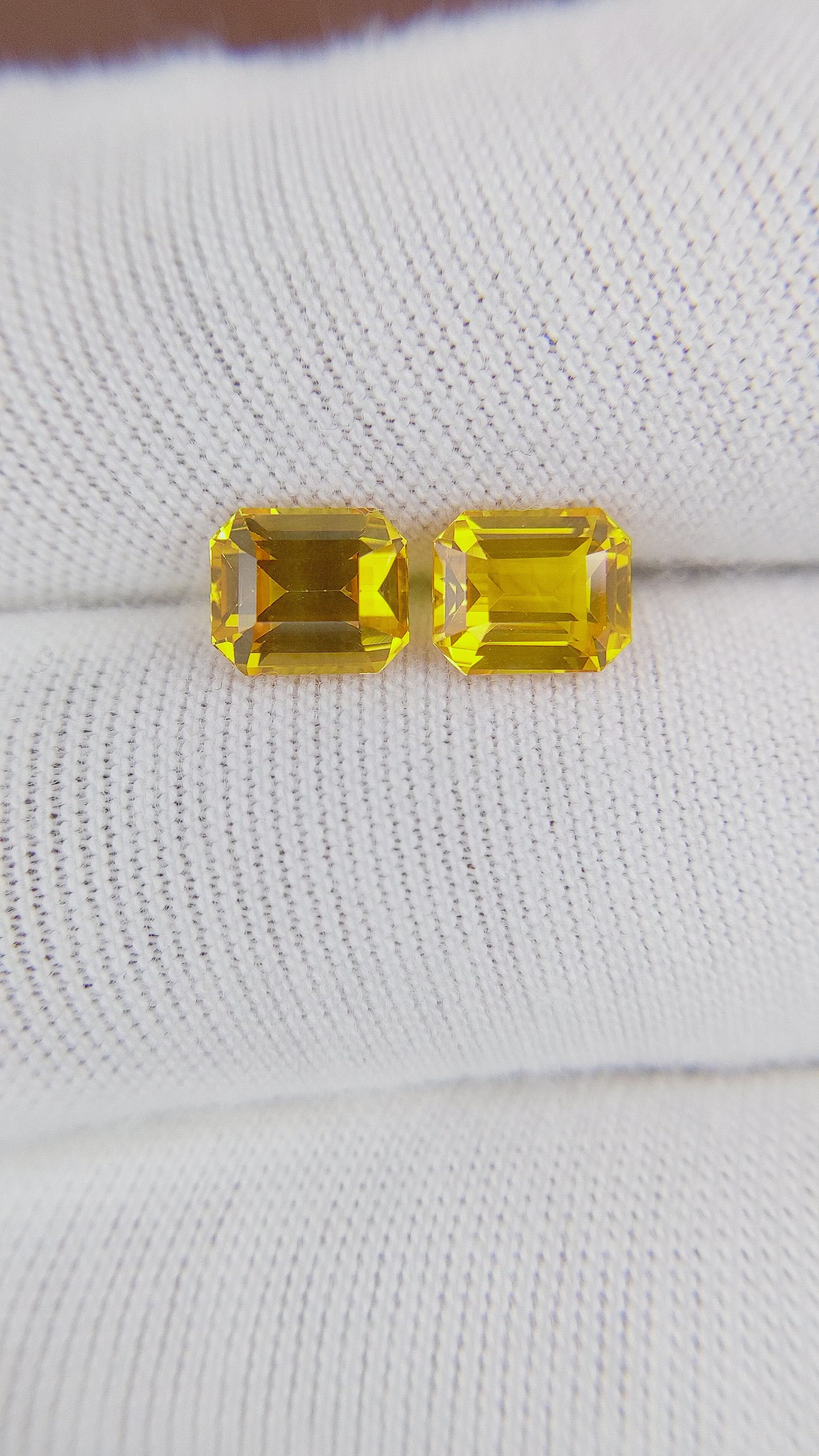 3.10 Ct.Tw.Total Carat Weight Yellow Sapphire Pair from Ceylon (Sri Lanka) Size Video