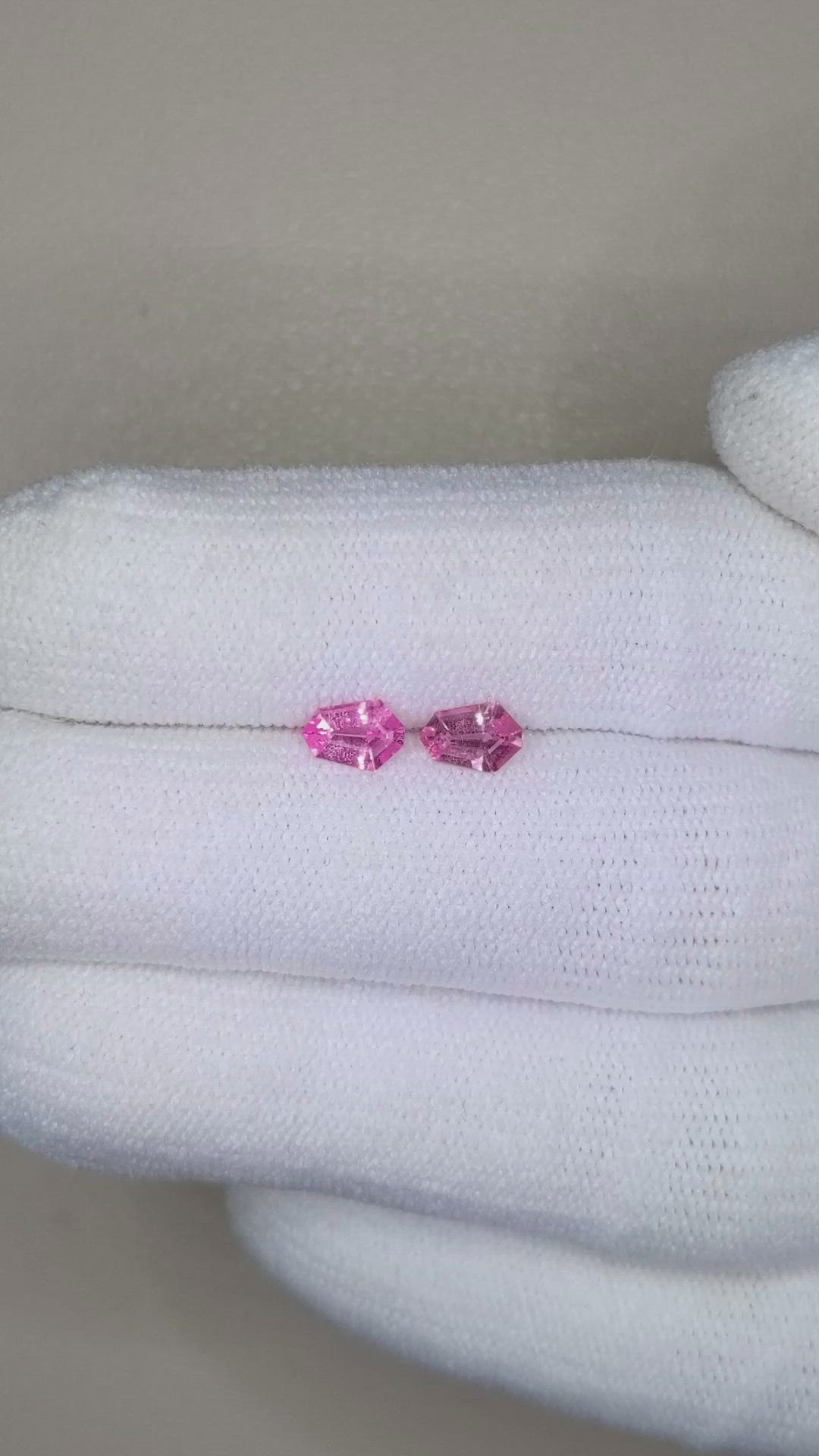 0.68 Ct.Tw.Total Carat Weight Pink Sapphire Pair from Ceylon (Sri Lanka) Size Video