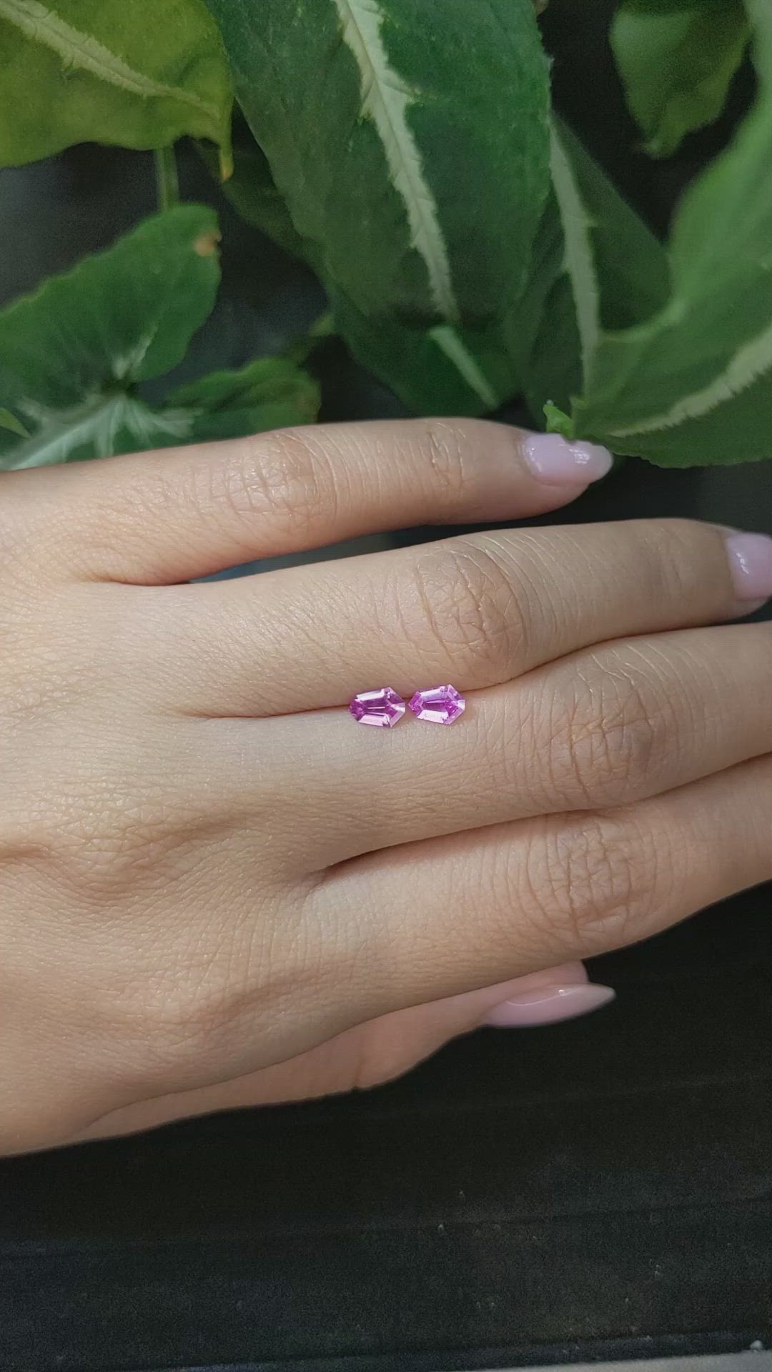 0.68 Ct.Tw.Total Carat Weight Pink Sapphire Pair from Ceylon (Sri Lanka) Size Video