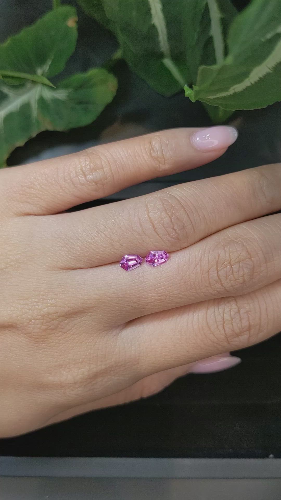 0.75 Ct.Tw.Total Carat Weight Pink Sapphire Pair from Ceylon (Sri Lanka) Size Video