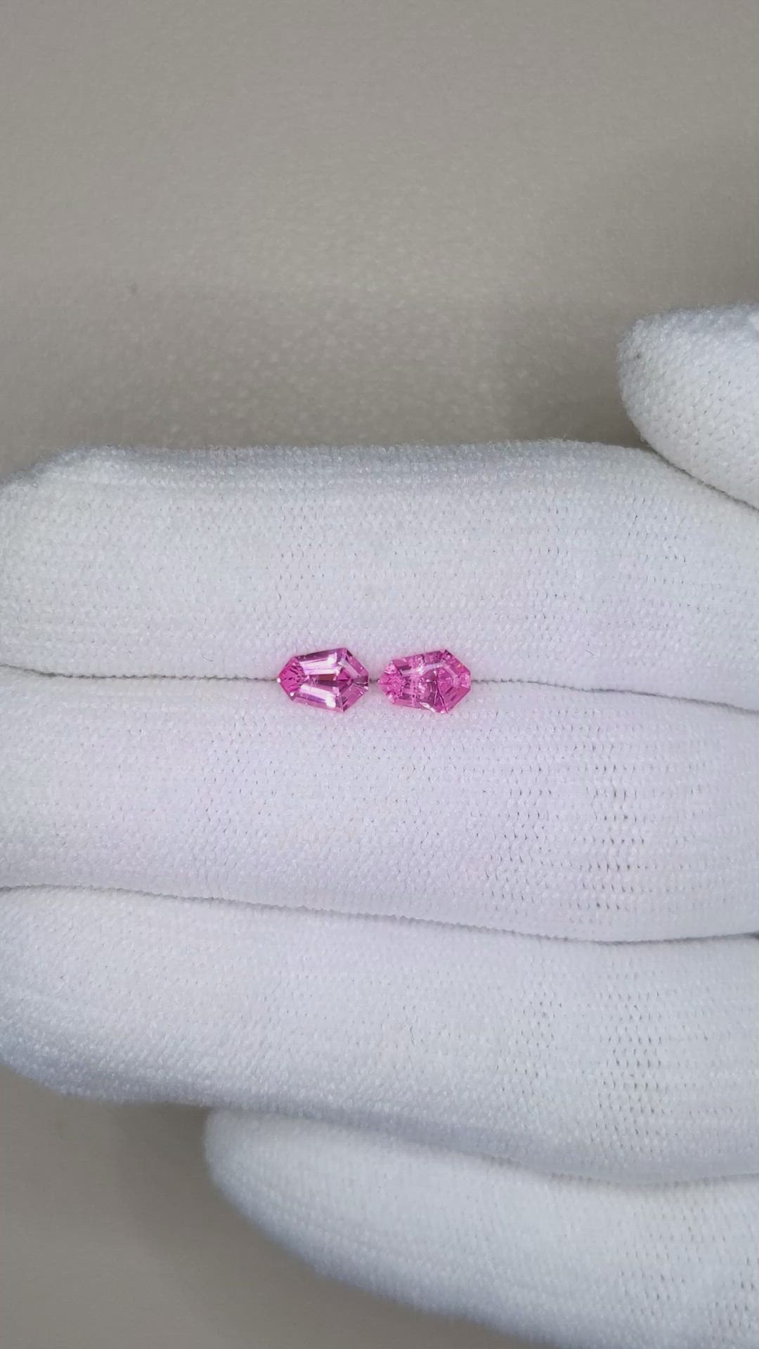 0.75 Ct.Tw.Total Carat Weight Pink Sapphire Pair from Ceylon (Sri Lanka) Size Video
