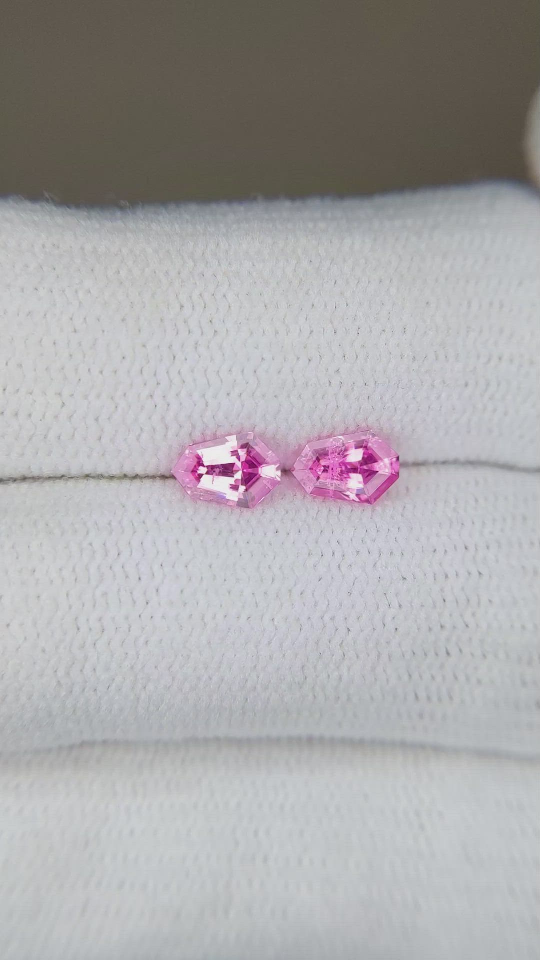 0.75 Ct.Tw.Total Carat Weight Pink Sapphire Pair from Ceylon (Sri Lanka) Size Video