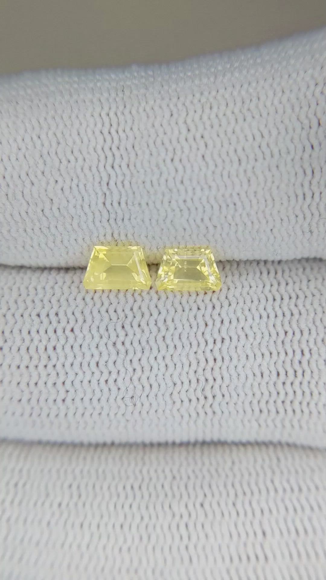 1.13&nbsp;Ct.Tw.Total Carat Weight Yellow Sapphire Pair from Ceylon (Sri Lanka) Size Video