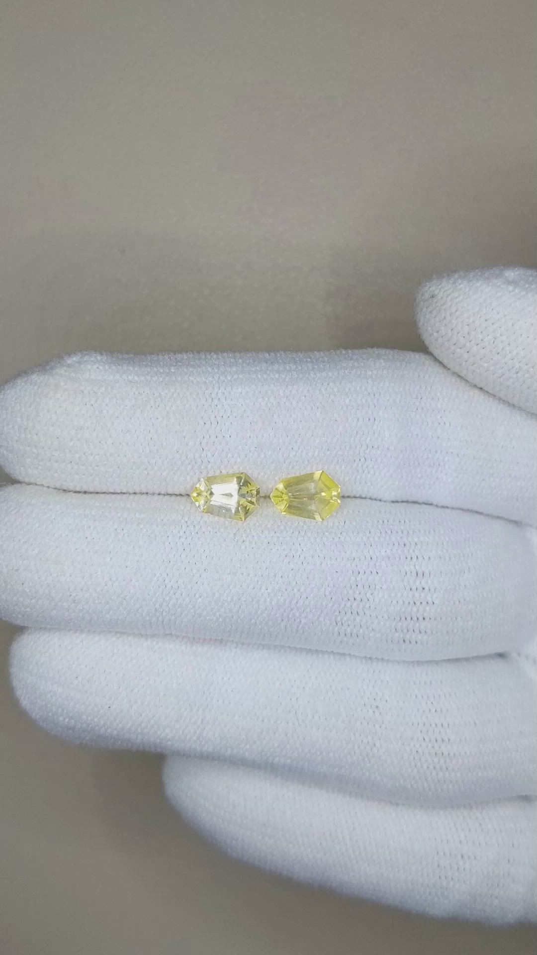 1.51 Ct.Tw.Total Carat Weight Yellow Sapphire Pair from Ceylon (Sri Lanka) Size Video