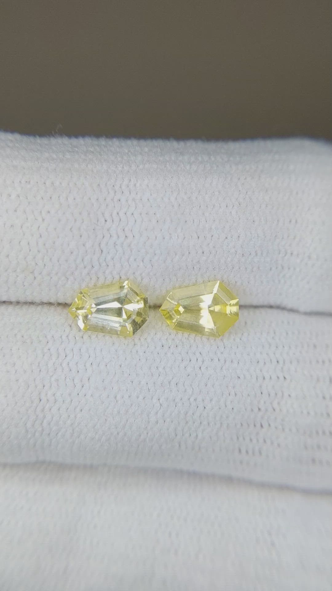 1.51 Ct.Tw.Total Carat Weight Yellow Sapphire Pair from Ceylon (Sri Lanka) Size Video
