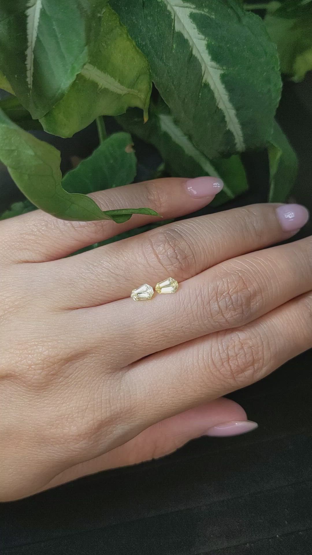 0.92&nbsp;Ct.Tw.Total Carat Weight Yellow Sapphire Pair from Ceylon (Sri Lanka) Size Video